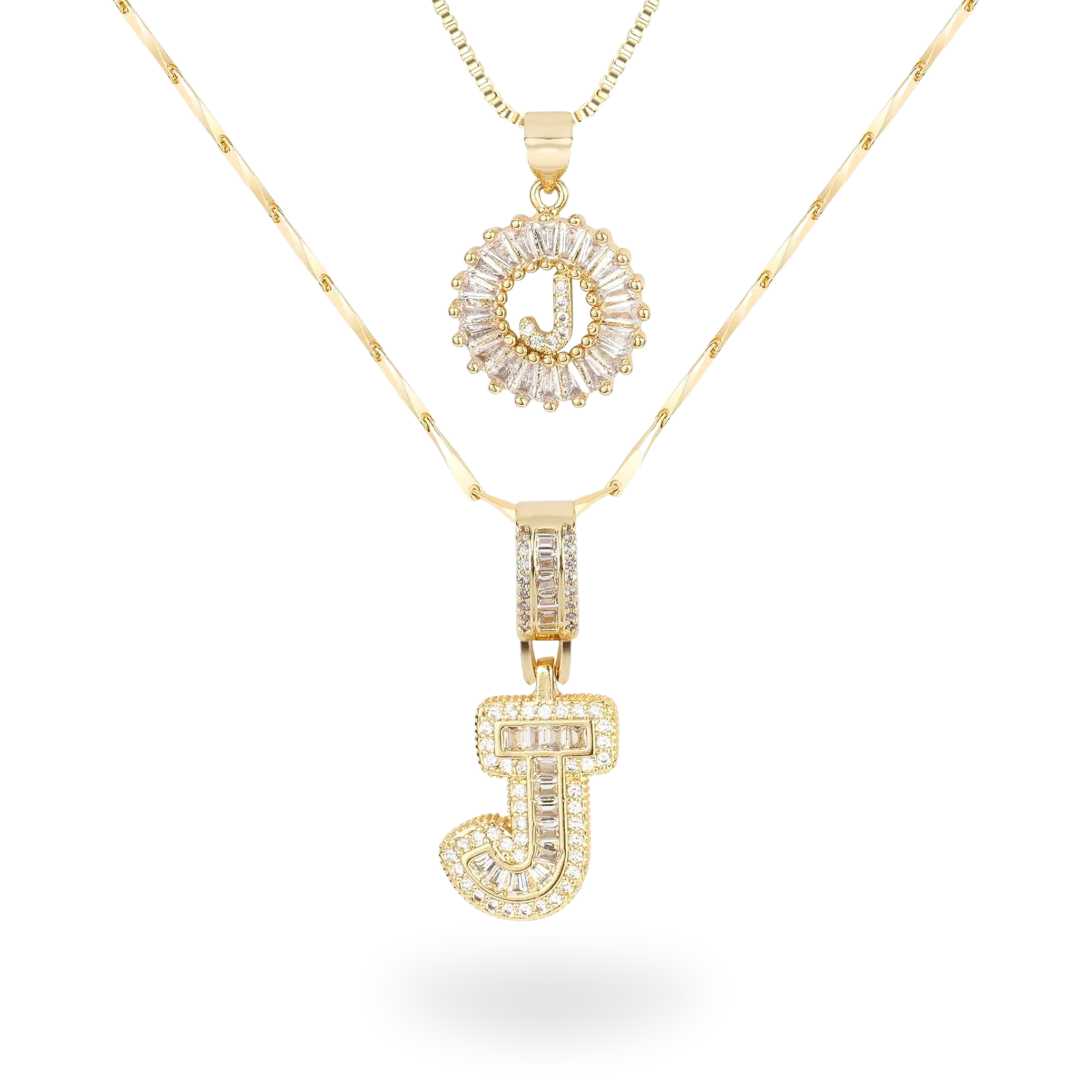Diamond Initial Necklace Set