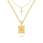 Initial & Cross Necklace Set