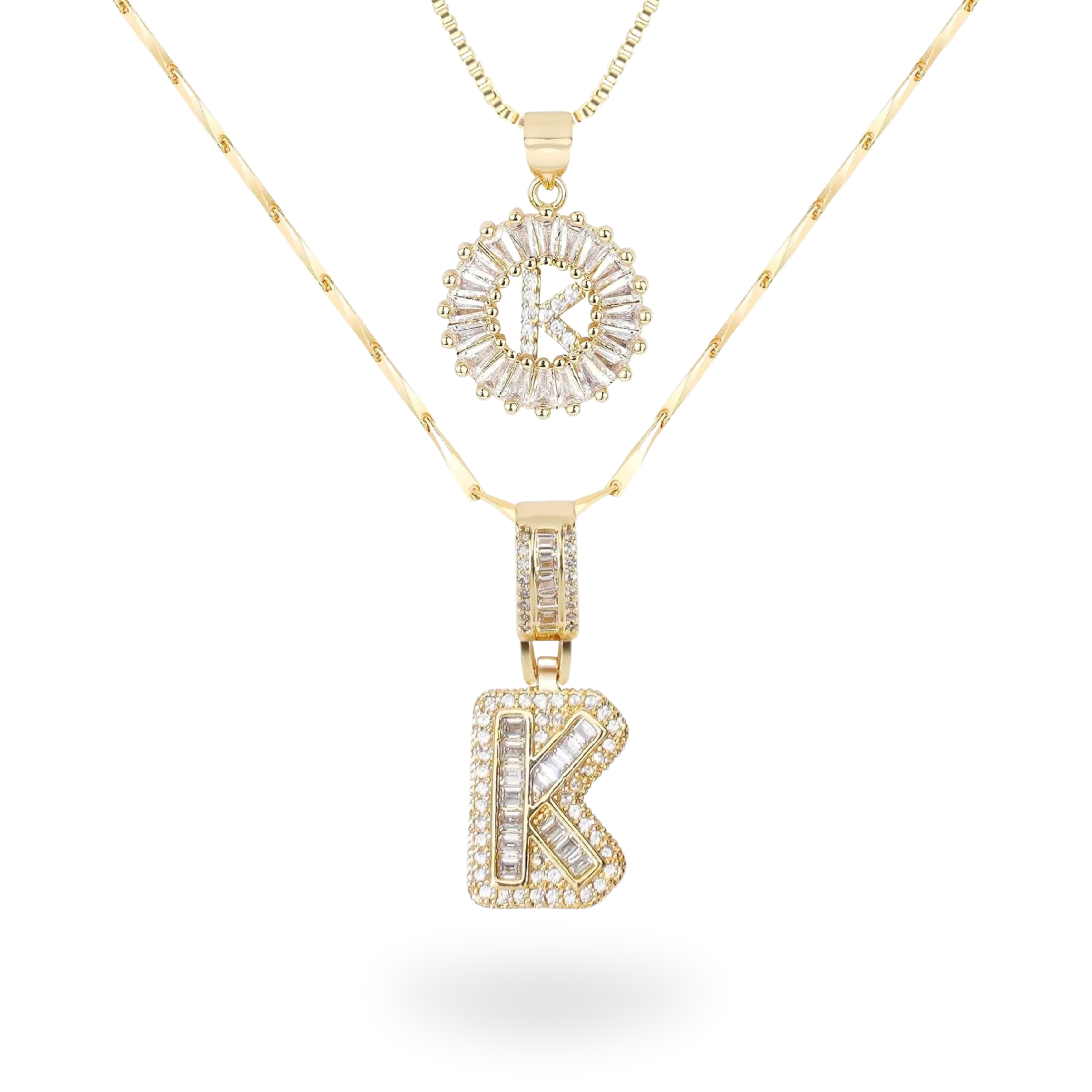 Diamond Initial Necklace Set