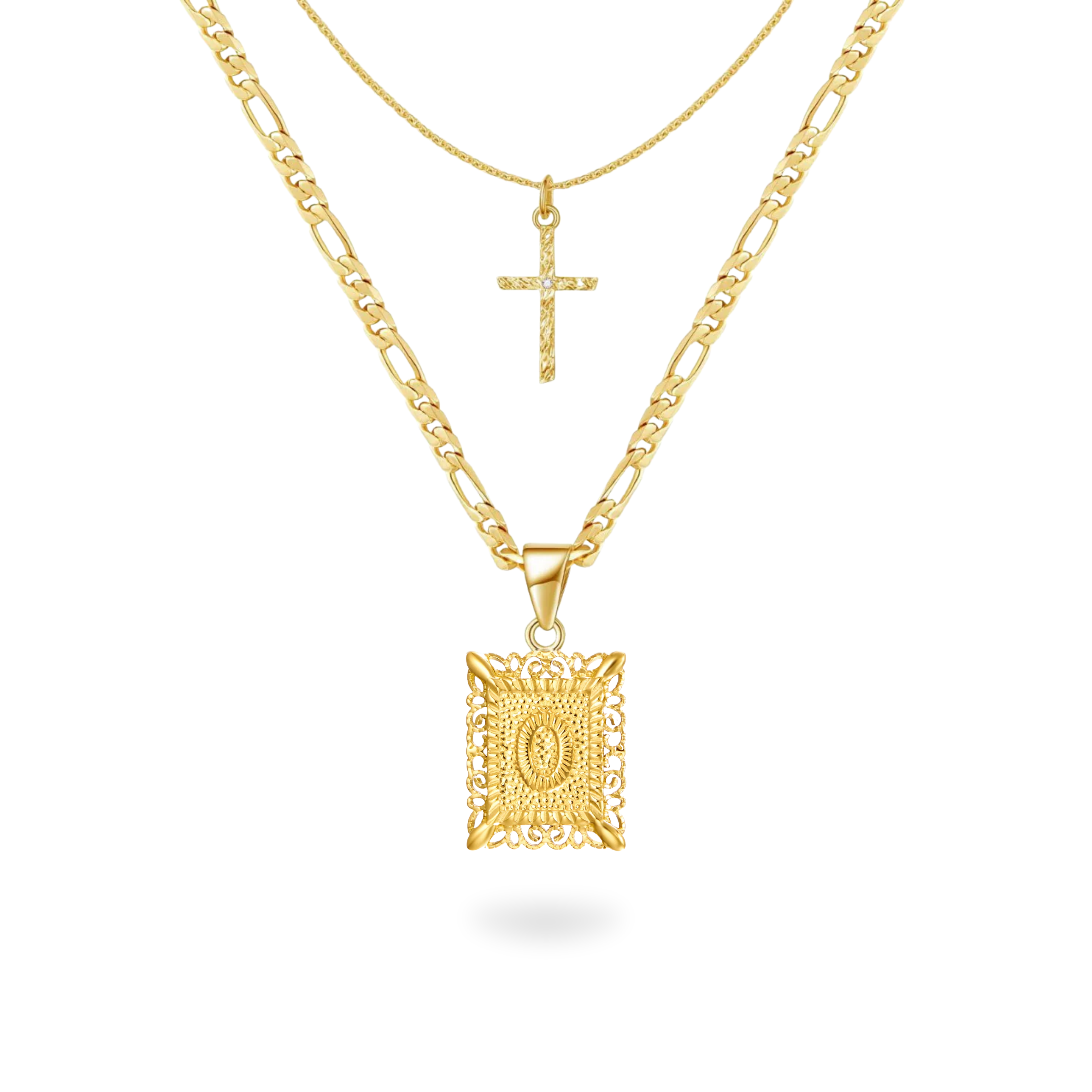 Initial & Cross Necklace Set