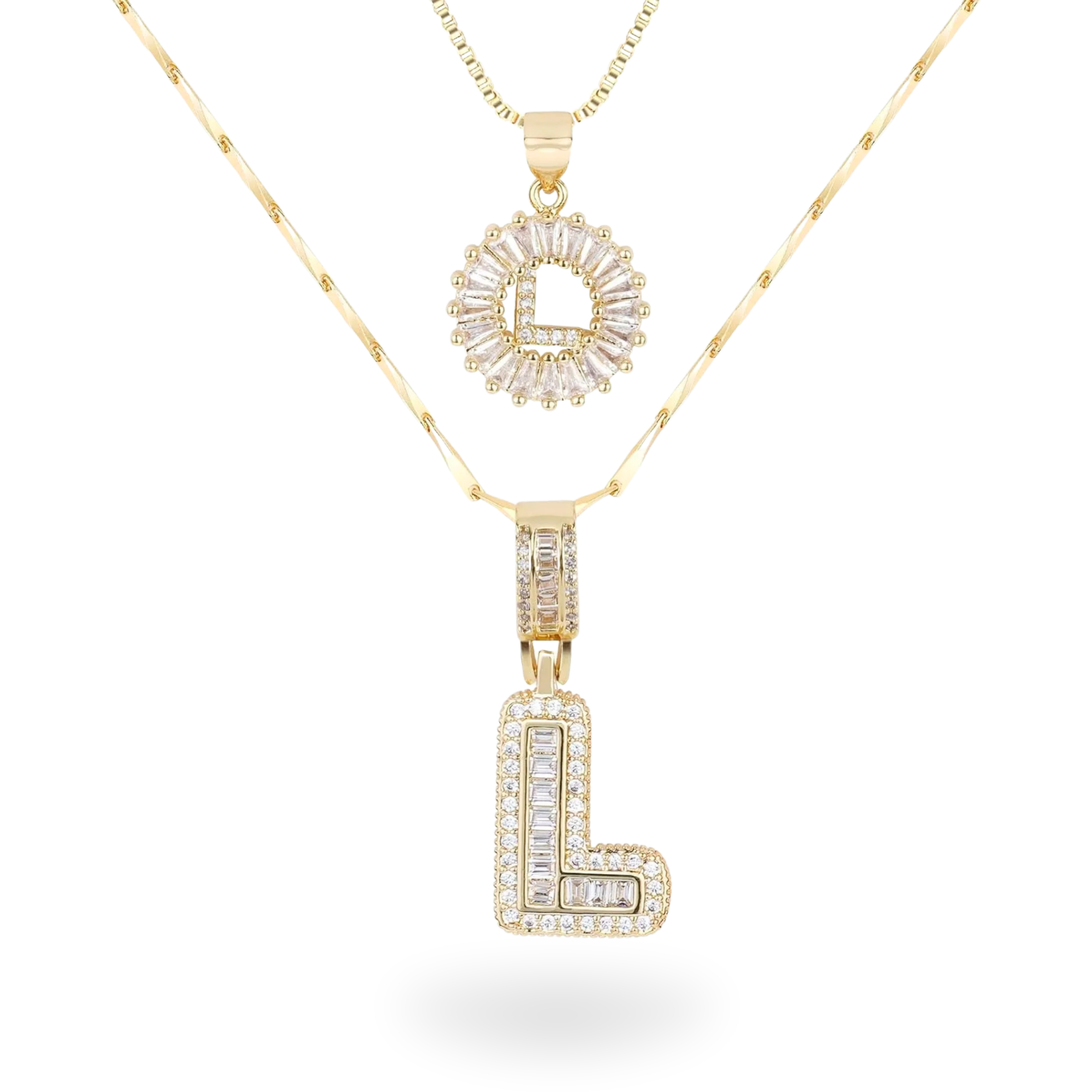 Diamond Initial Necklace Set
