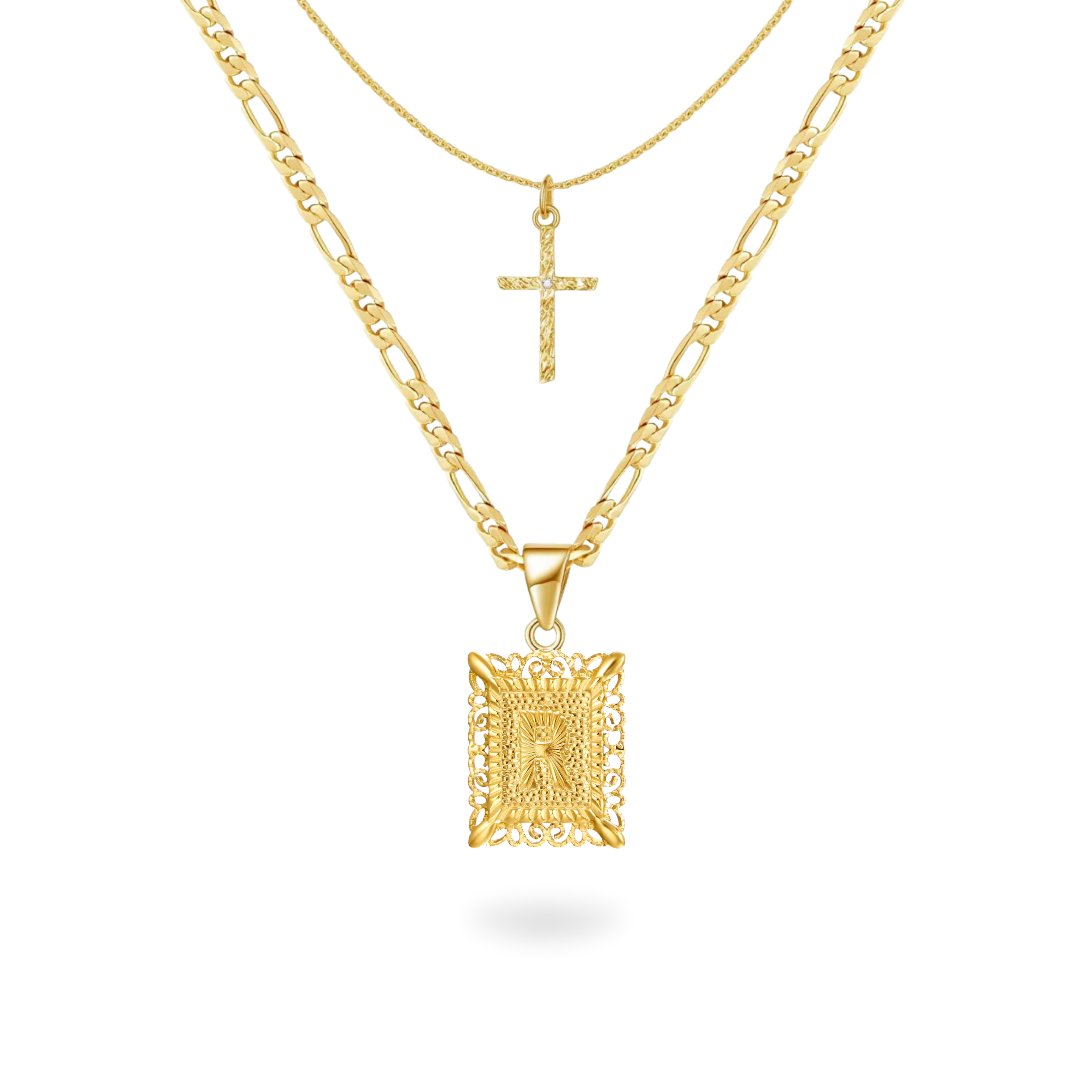 Initial & Cross Necklace Set