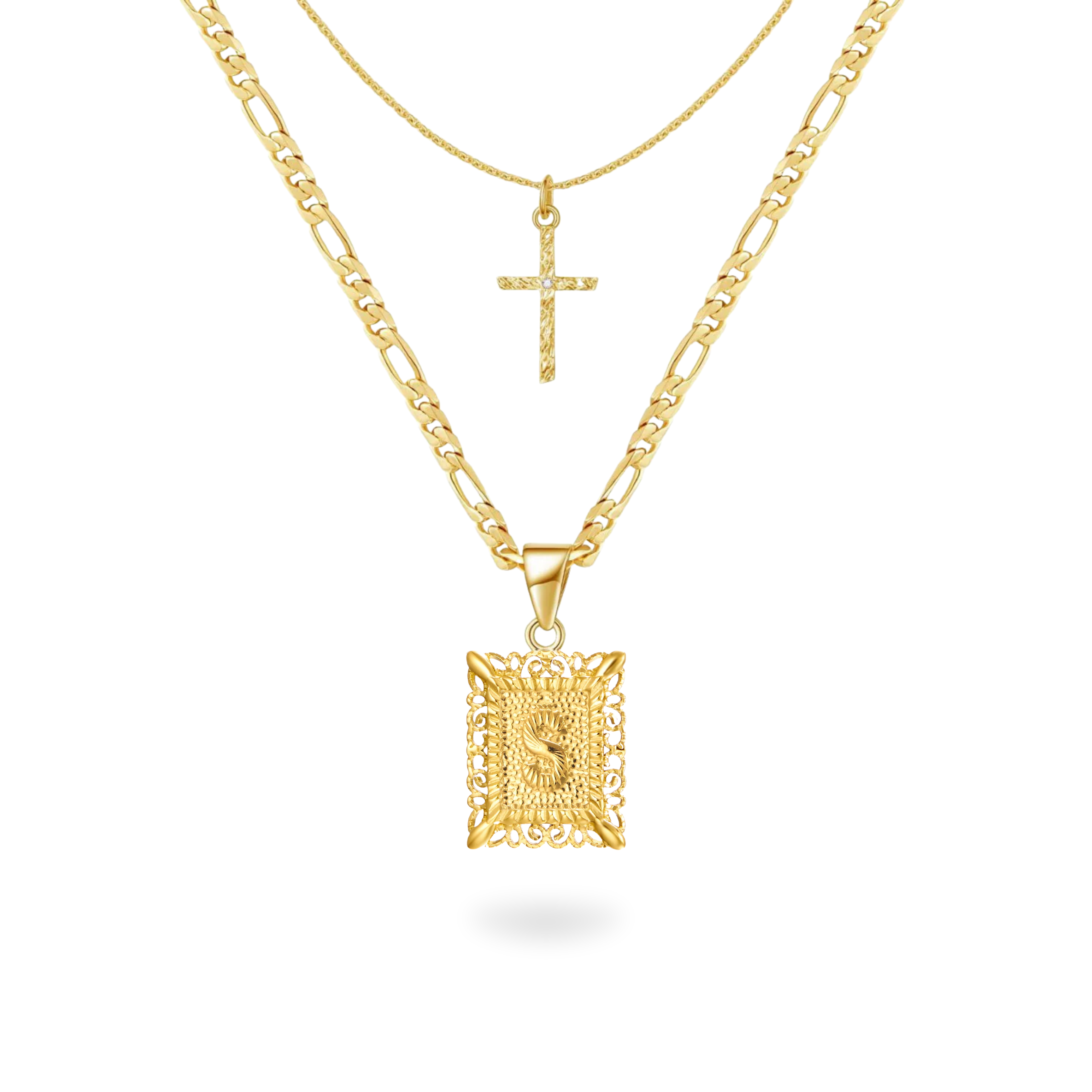 Initial & Cross Necklace Set