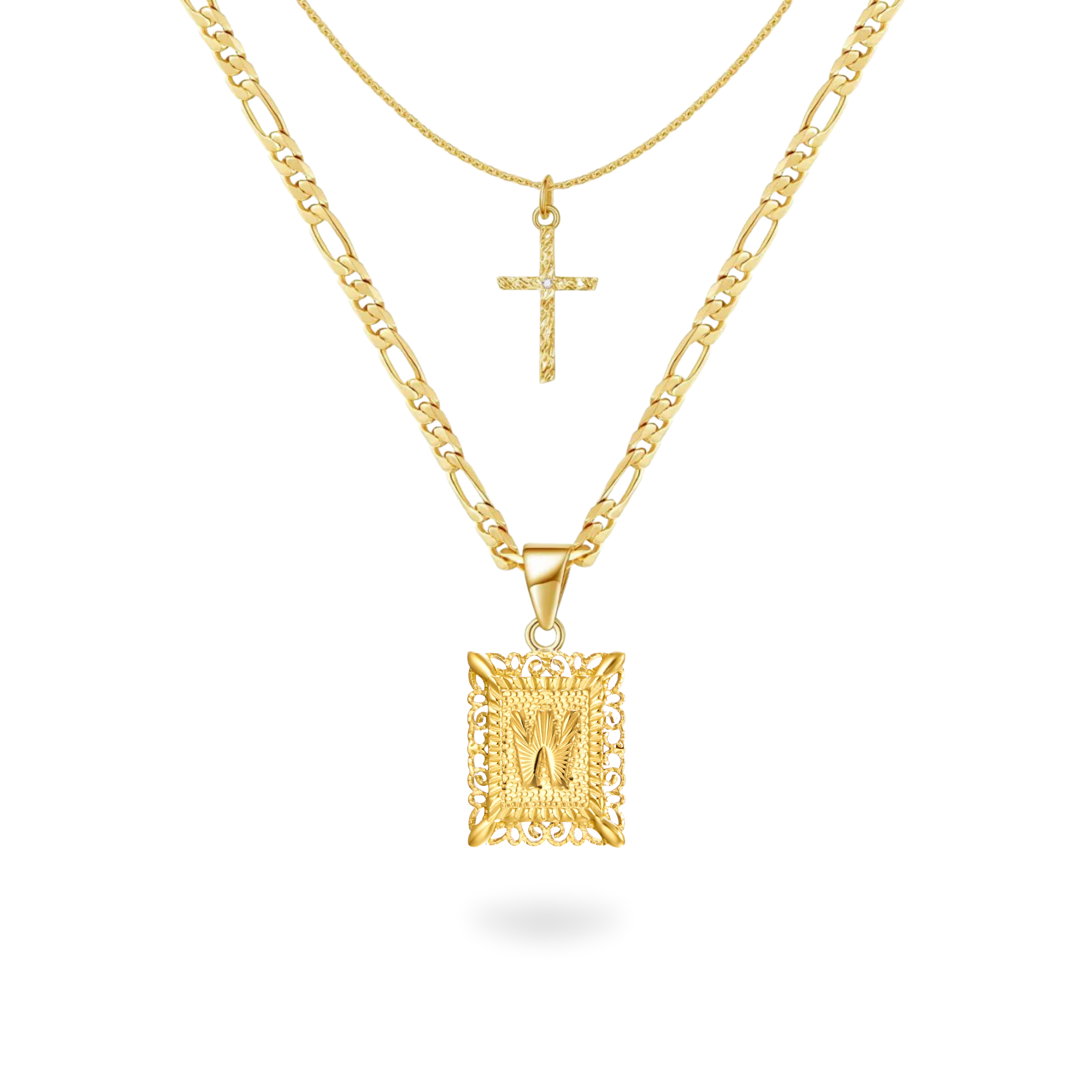 Initial & Cross Necklace Set