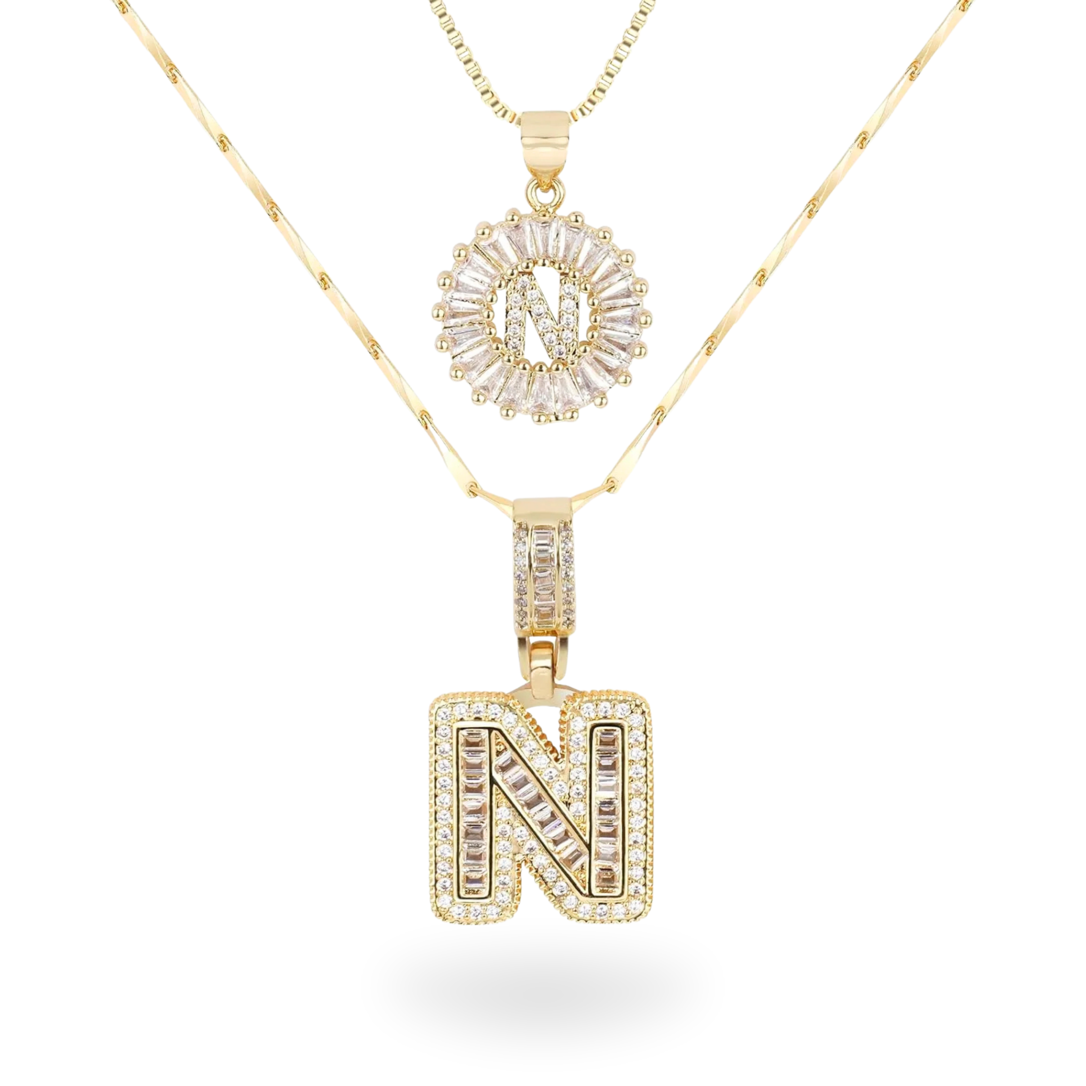 Diamond Initial Necklace Set