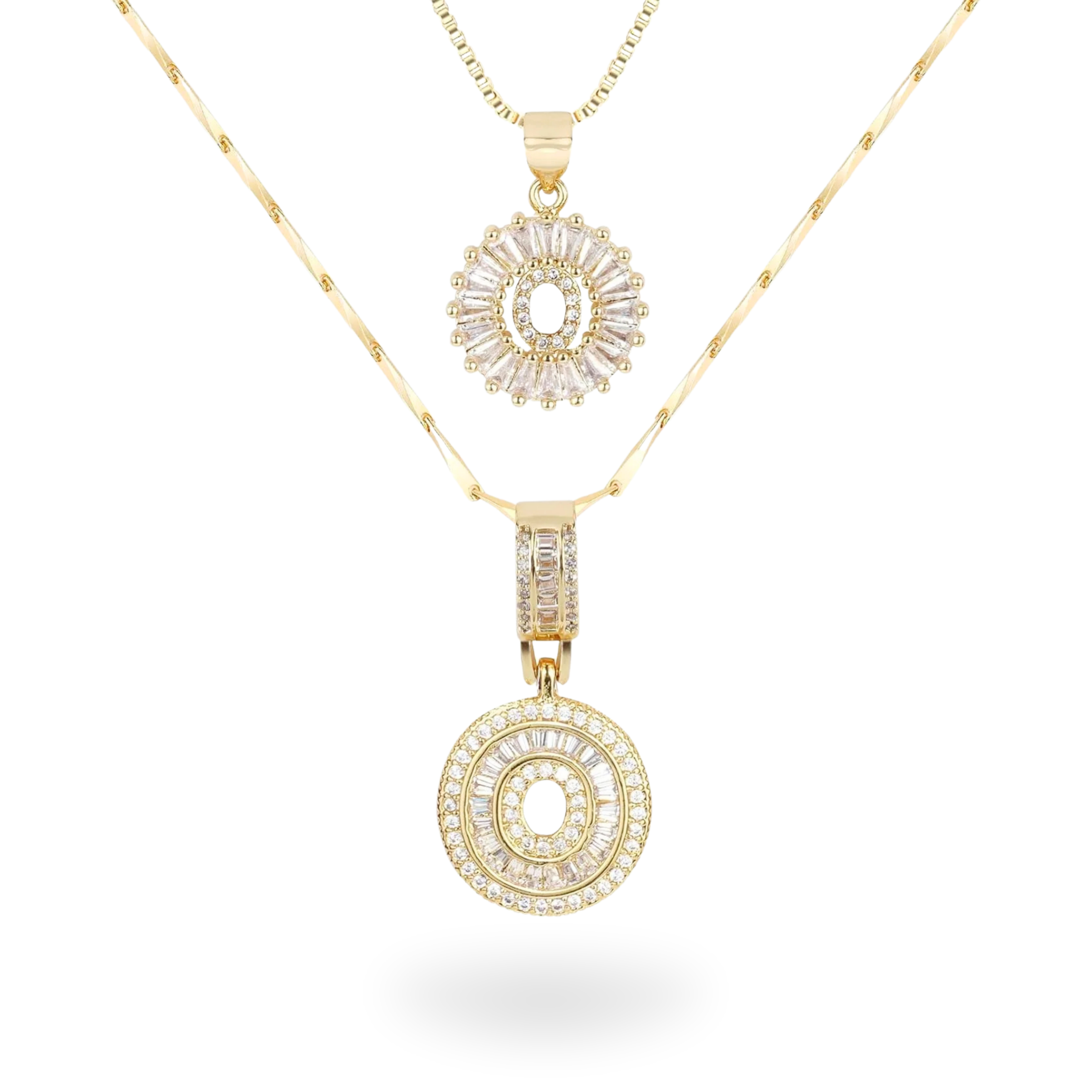 Diamond Initial Necklace Set