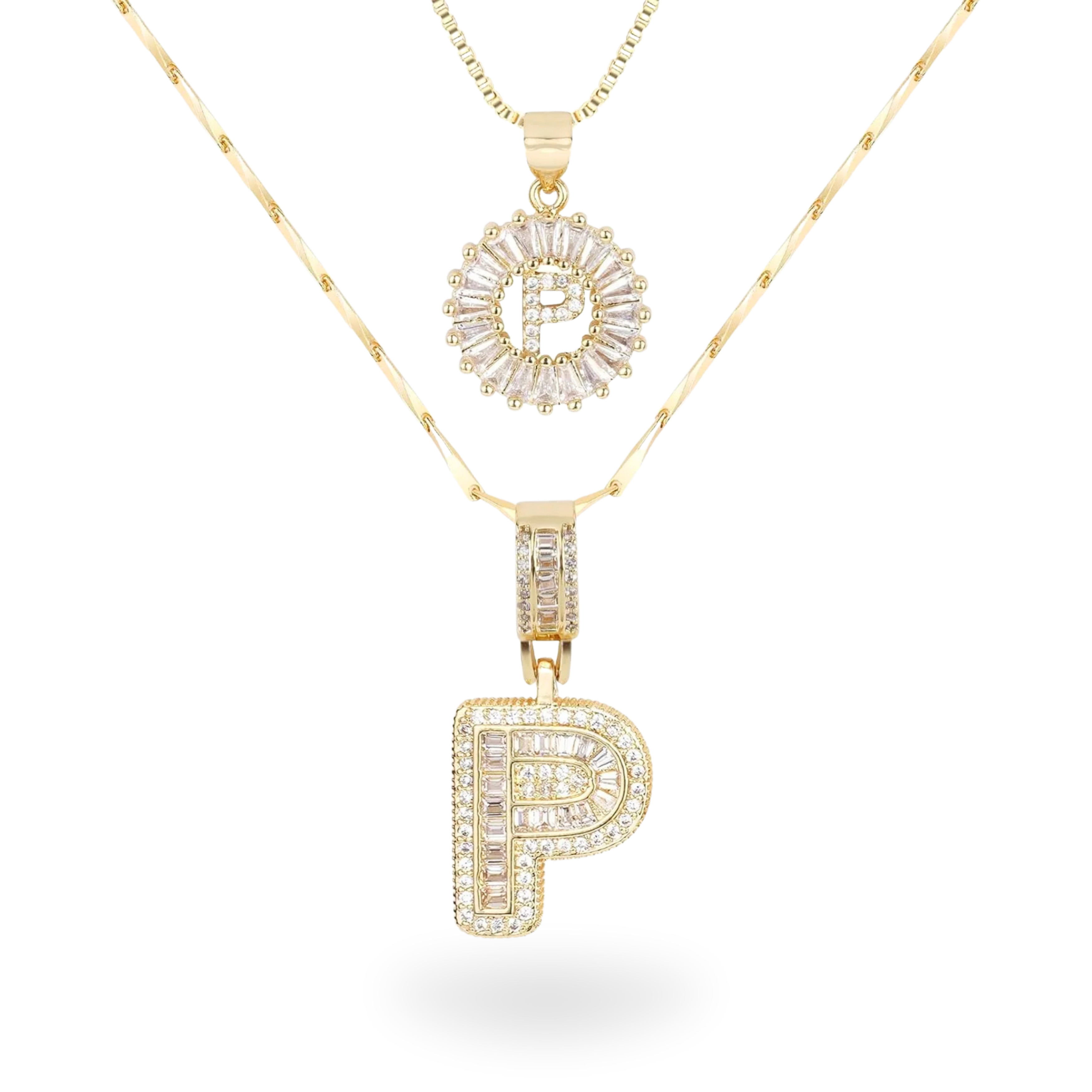 Diamond Initial Necklace Set