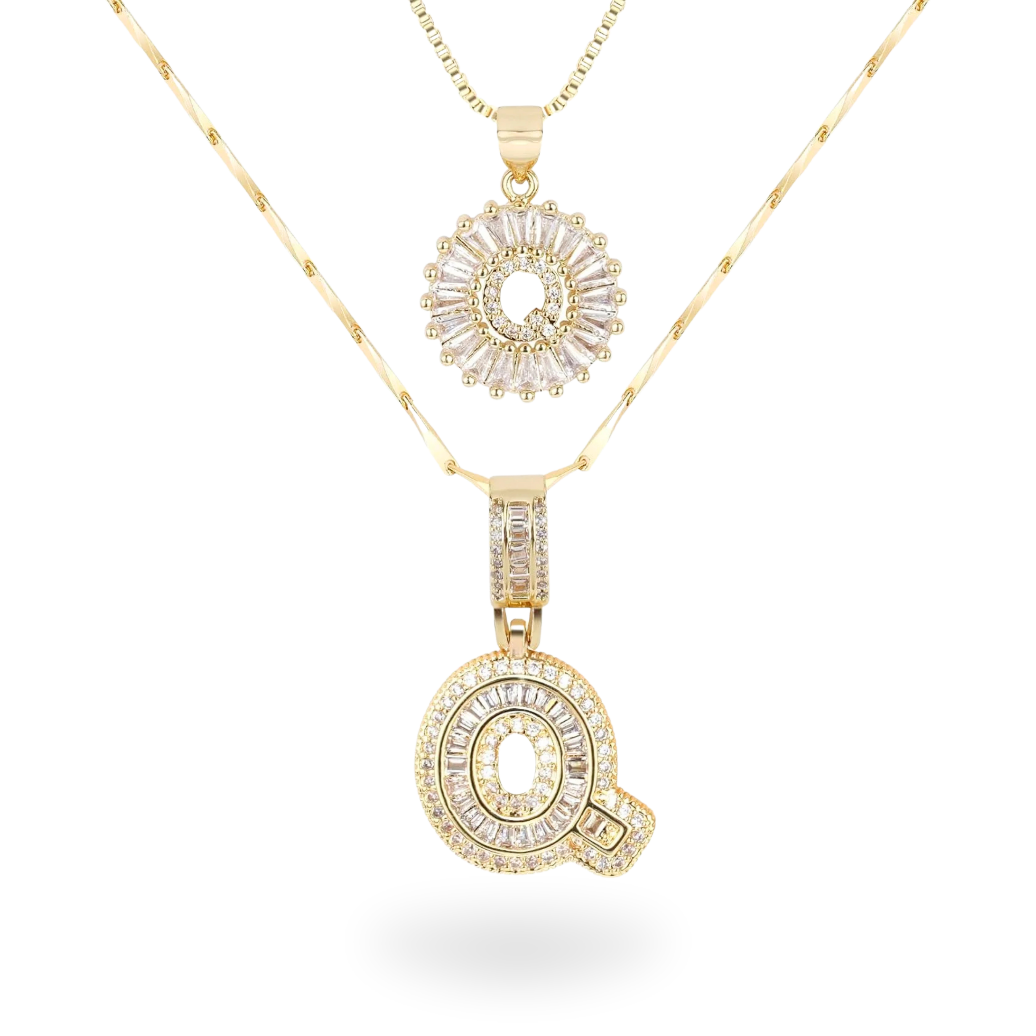 Diamond Initial Necklace Set