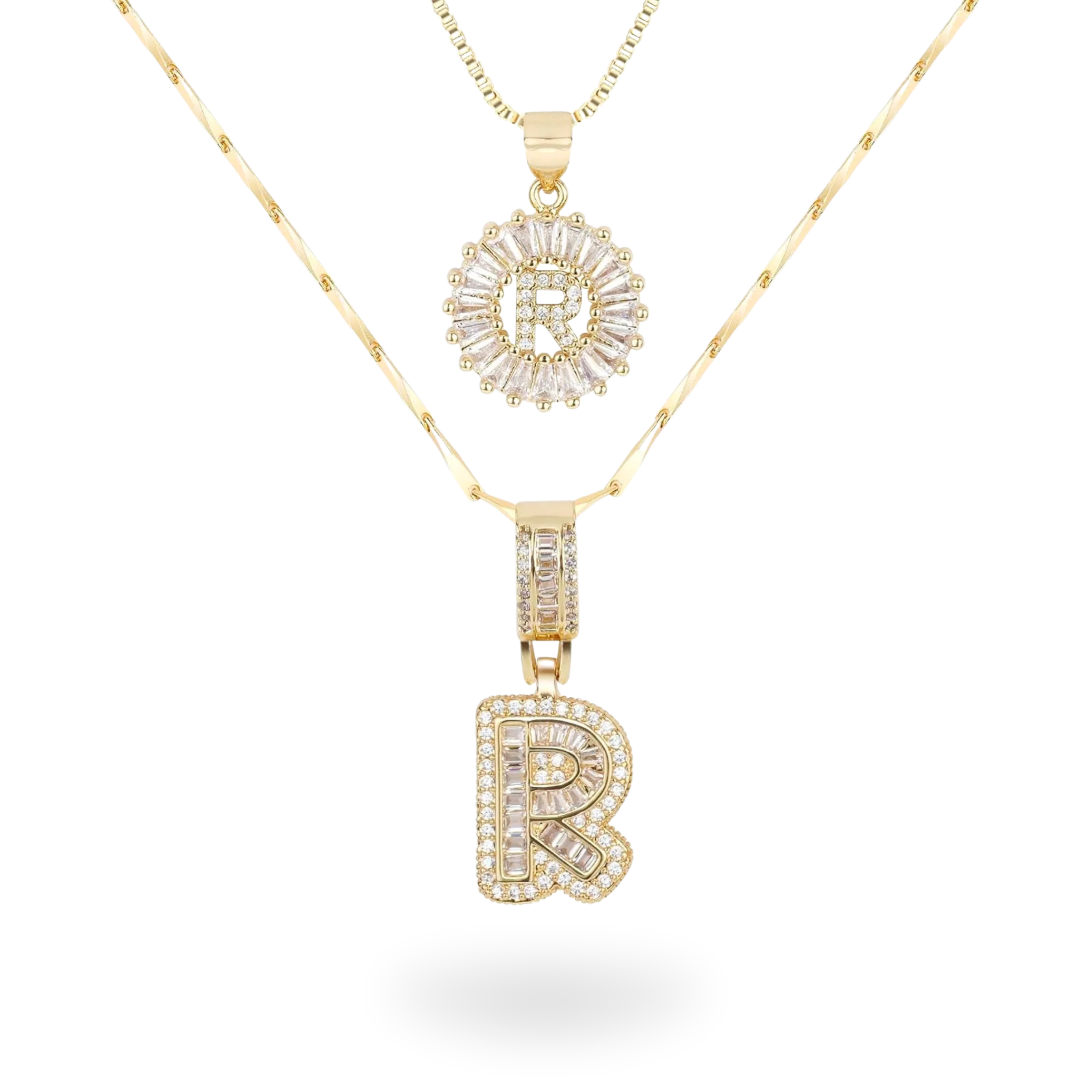 Diamond Initial Necklace Set