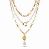 Pearl Medallion Layered Necklace