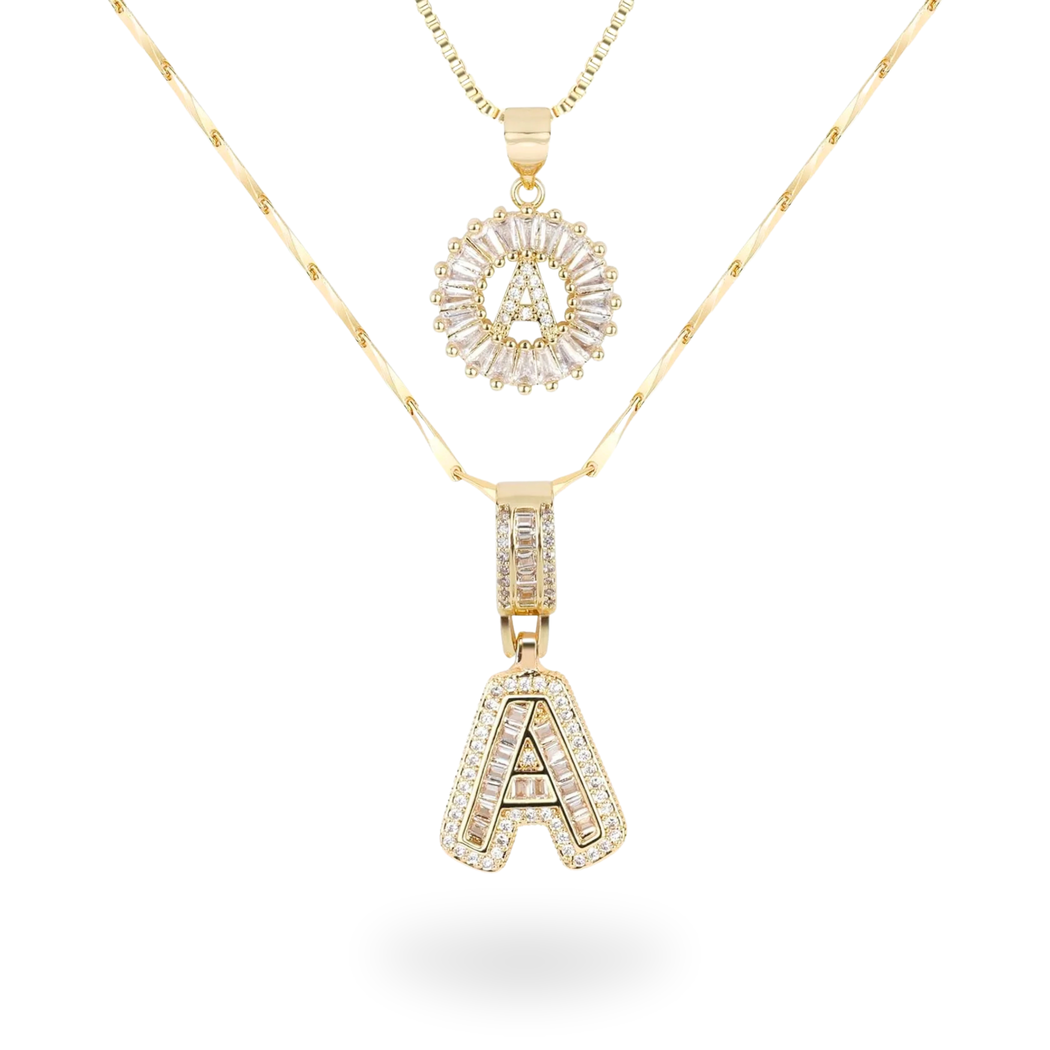 Diamond Initial Necklace Set