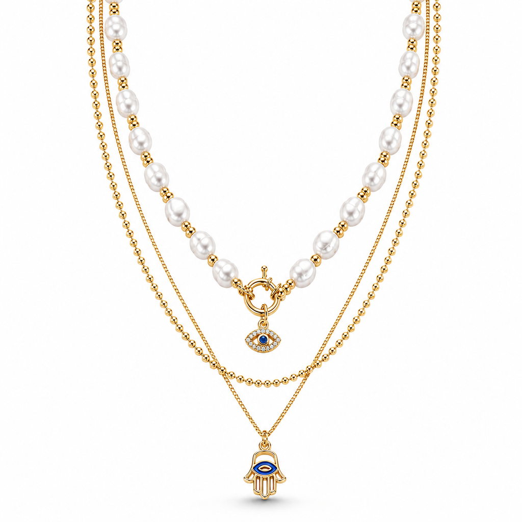 Nazar Pearl Layered Necklace
