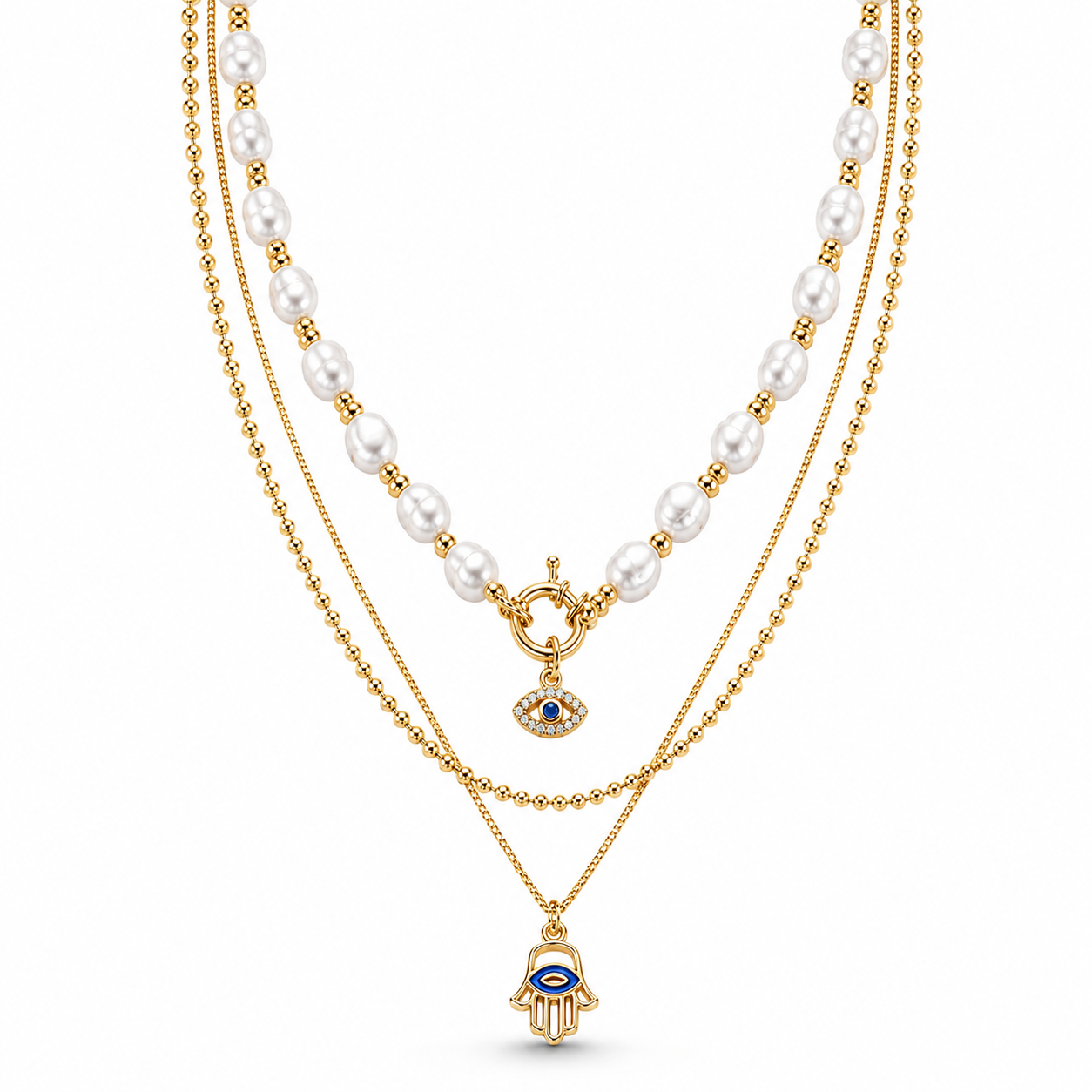 Nazar Pearl Layered Necklace