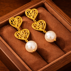 Amora Pearl Heart Earrings