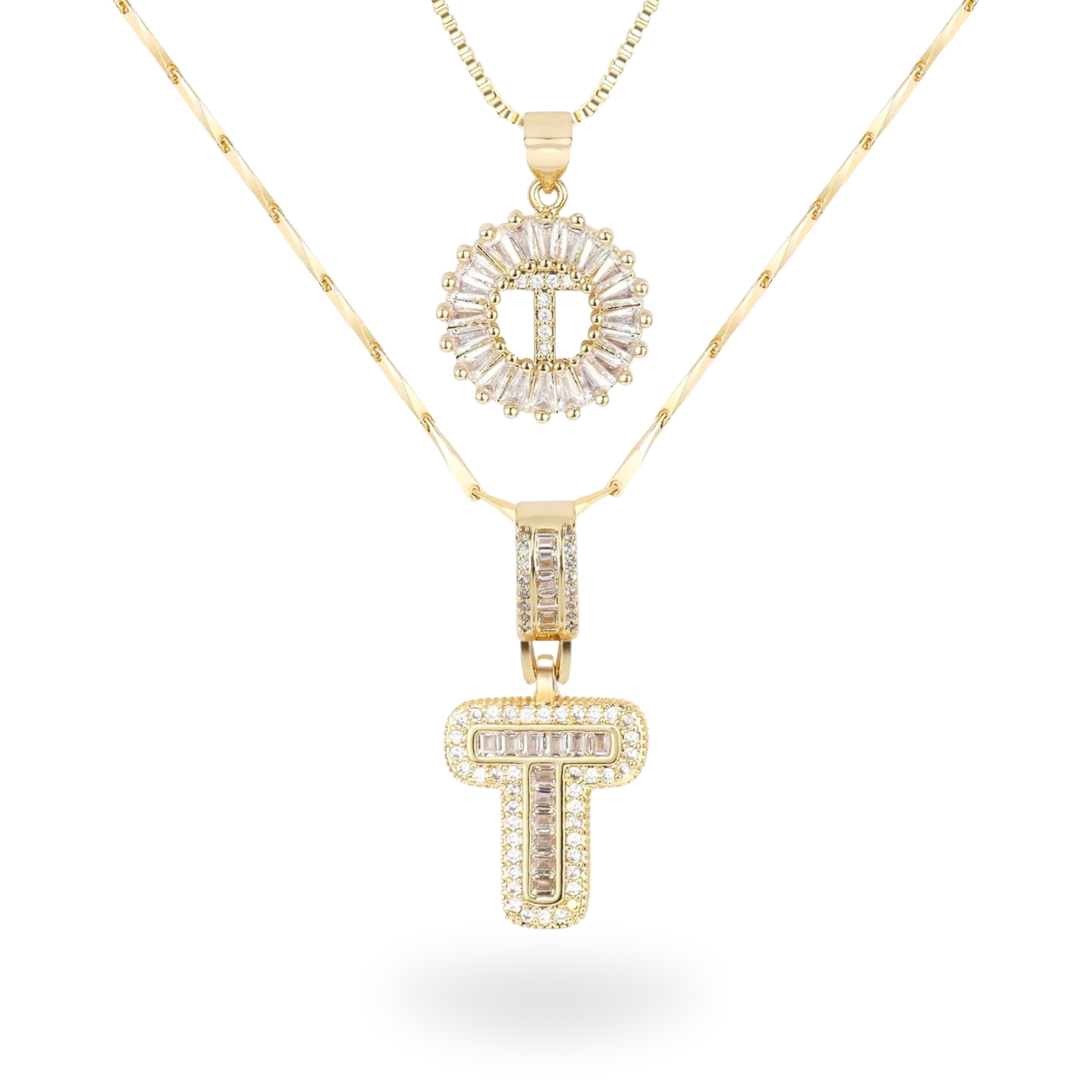 Diamond Initial Necklace Set