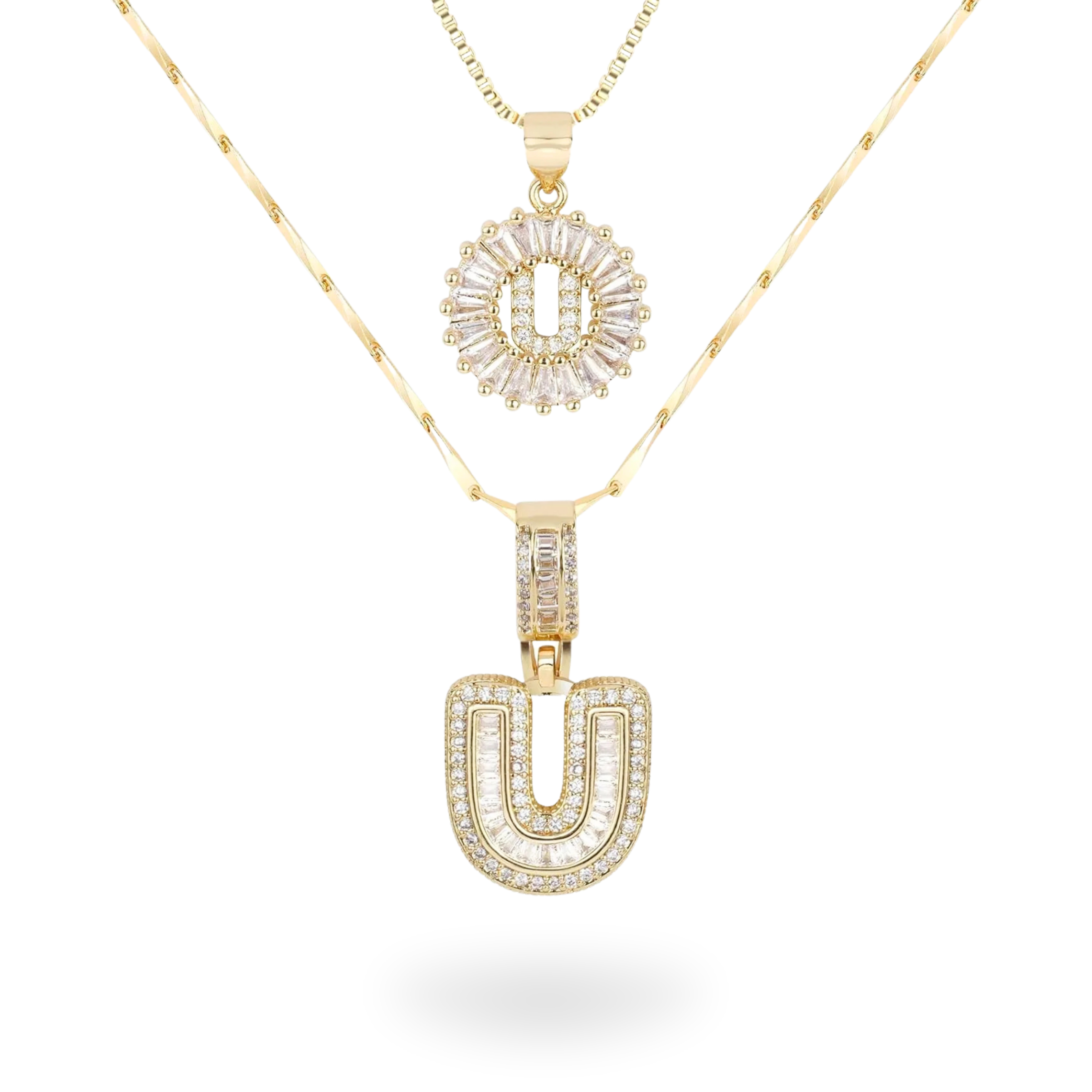 Diamond Initial Necklace Set