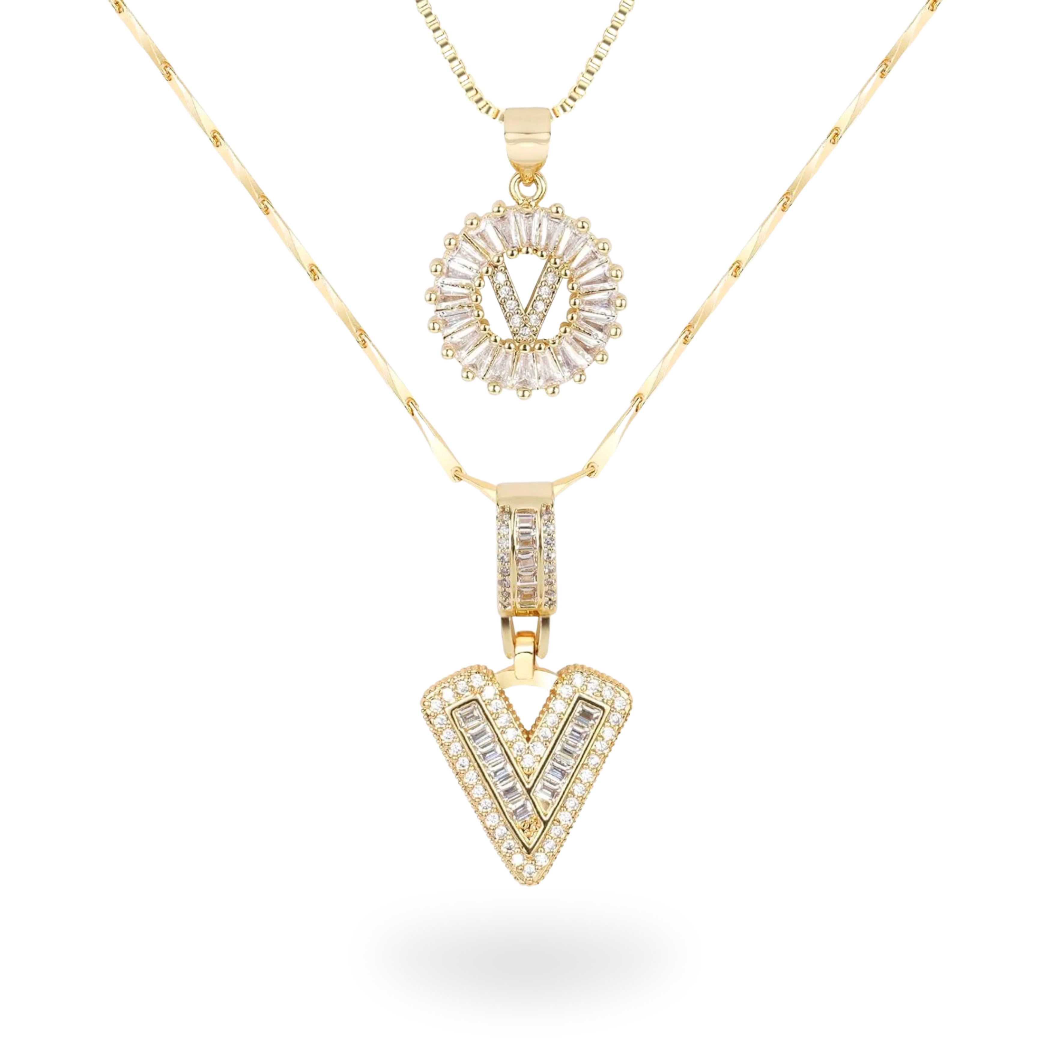 Diamond Initial Necklace Set