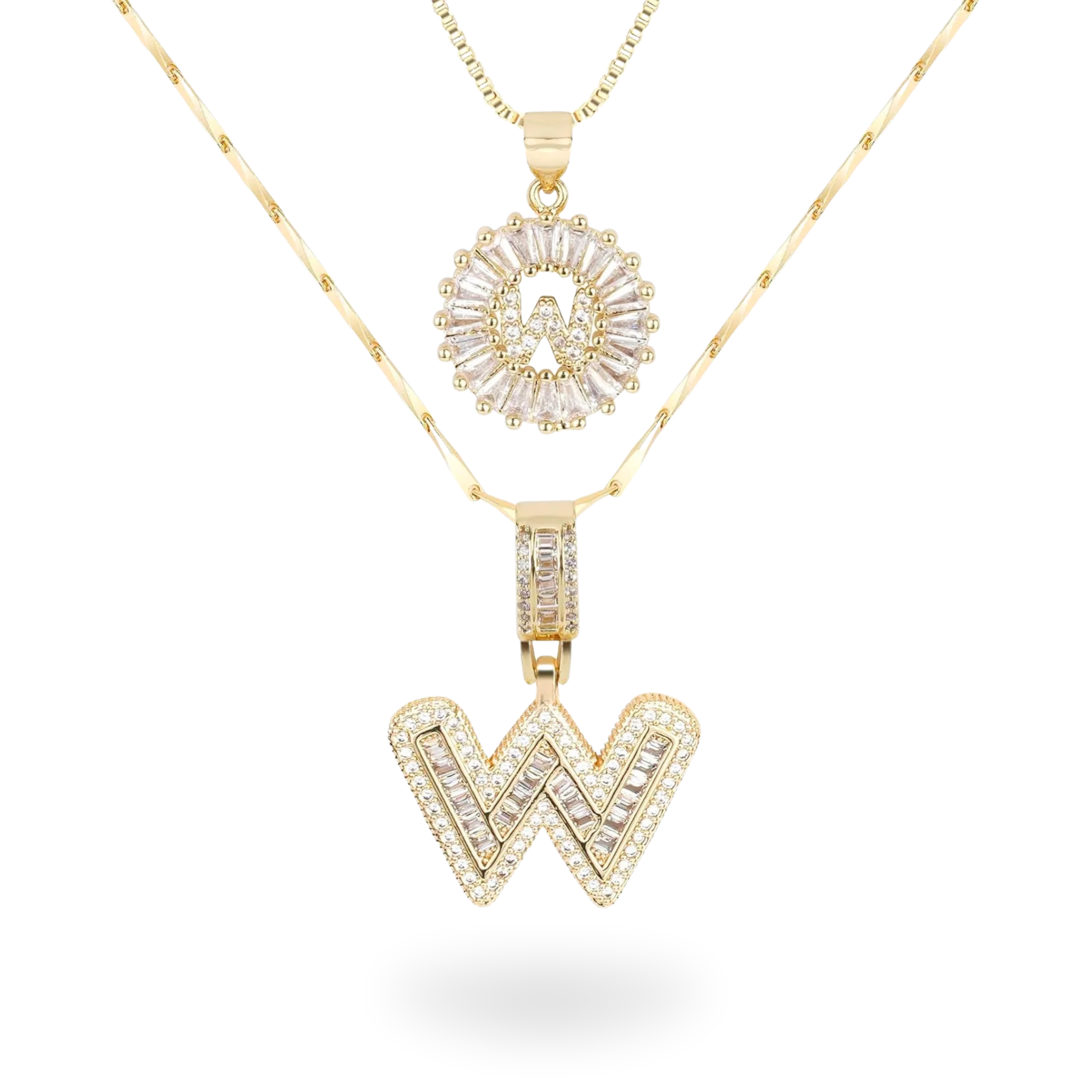 Diamond Initial Necklace Set
