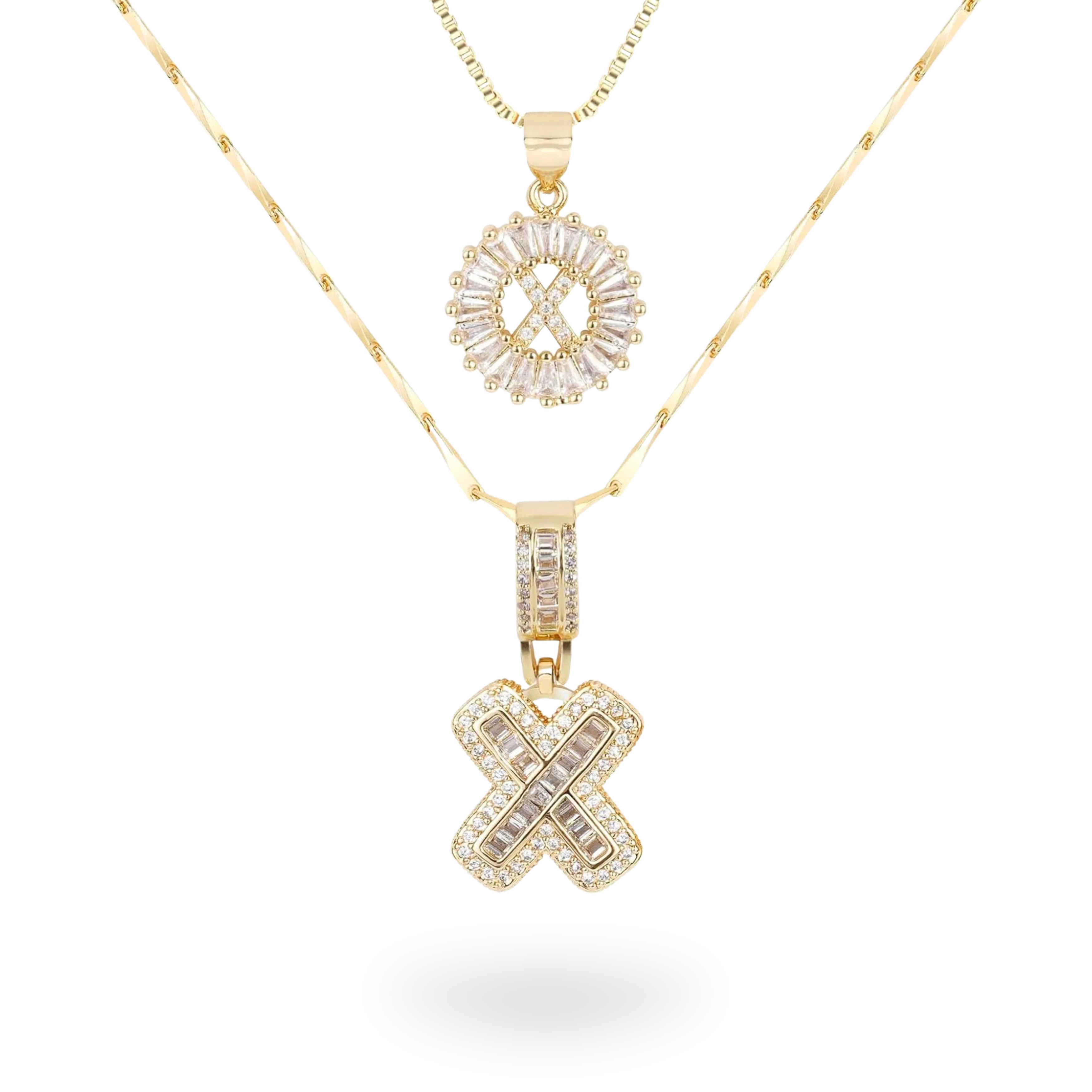 Diamond Initial Necklace Set