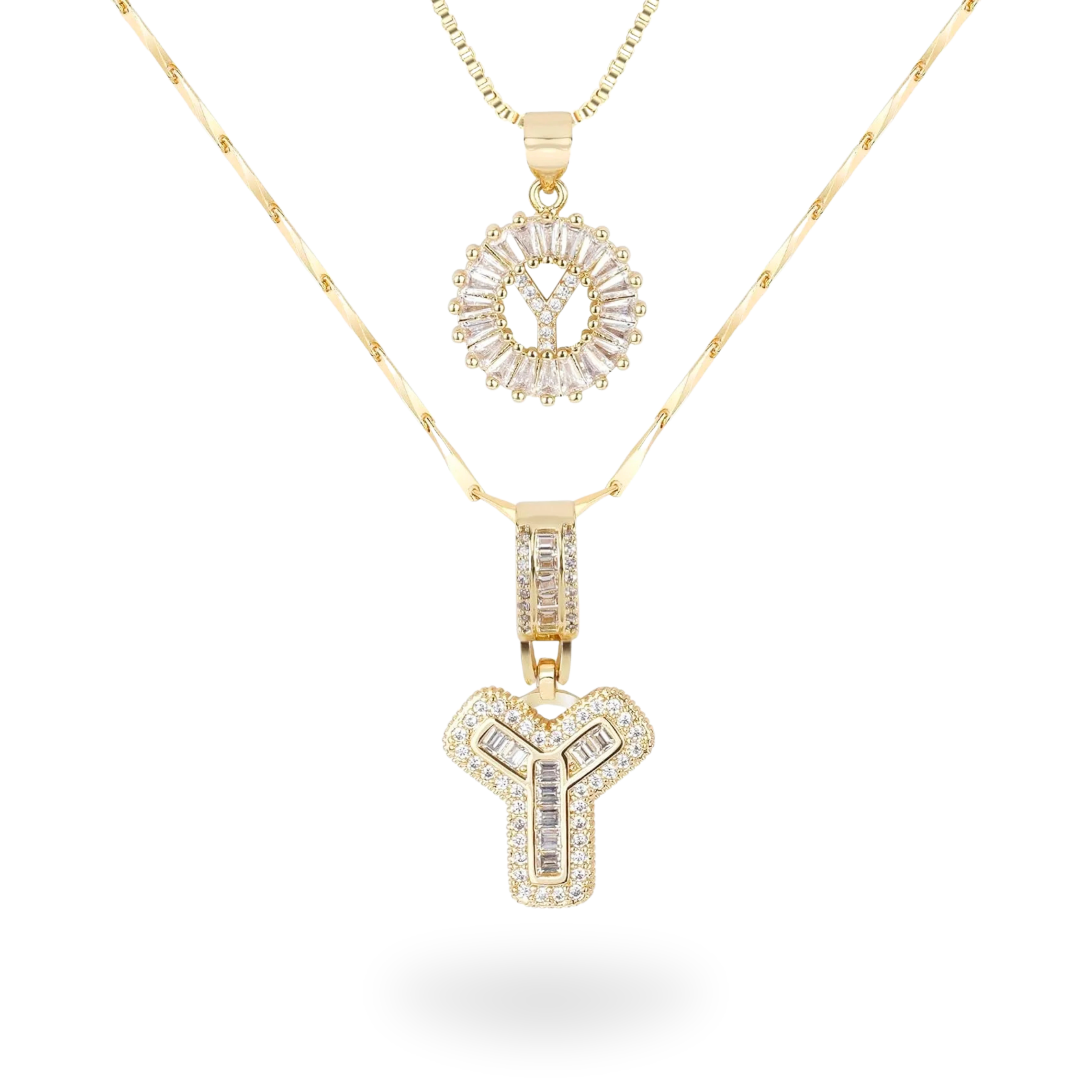 Diamond Initial Necklace Set