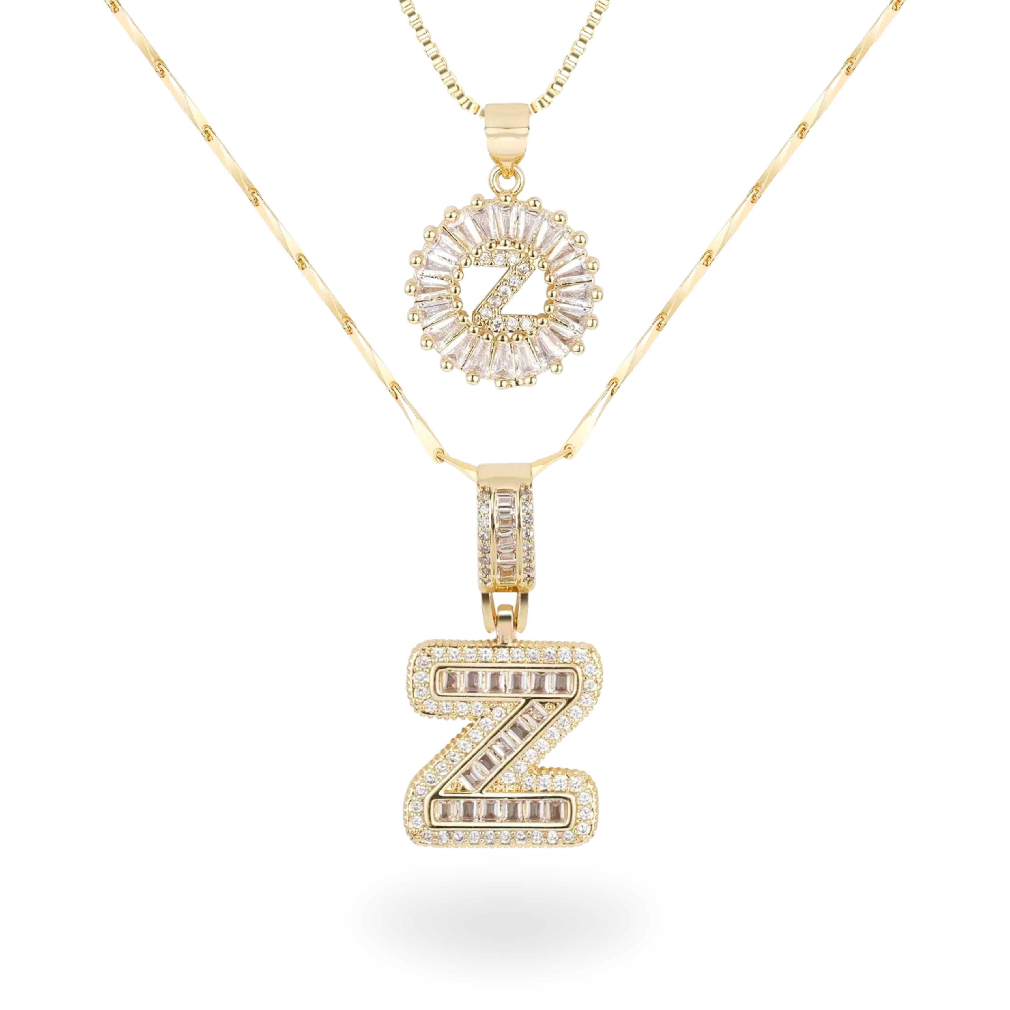 Diamond Initial Necklace Set