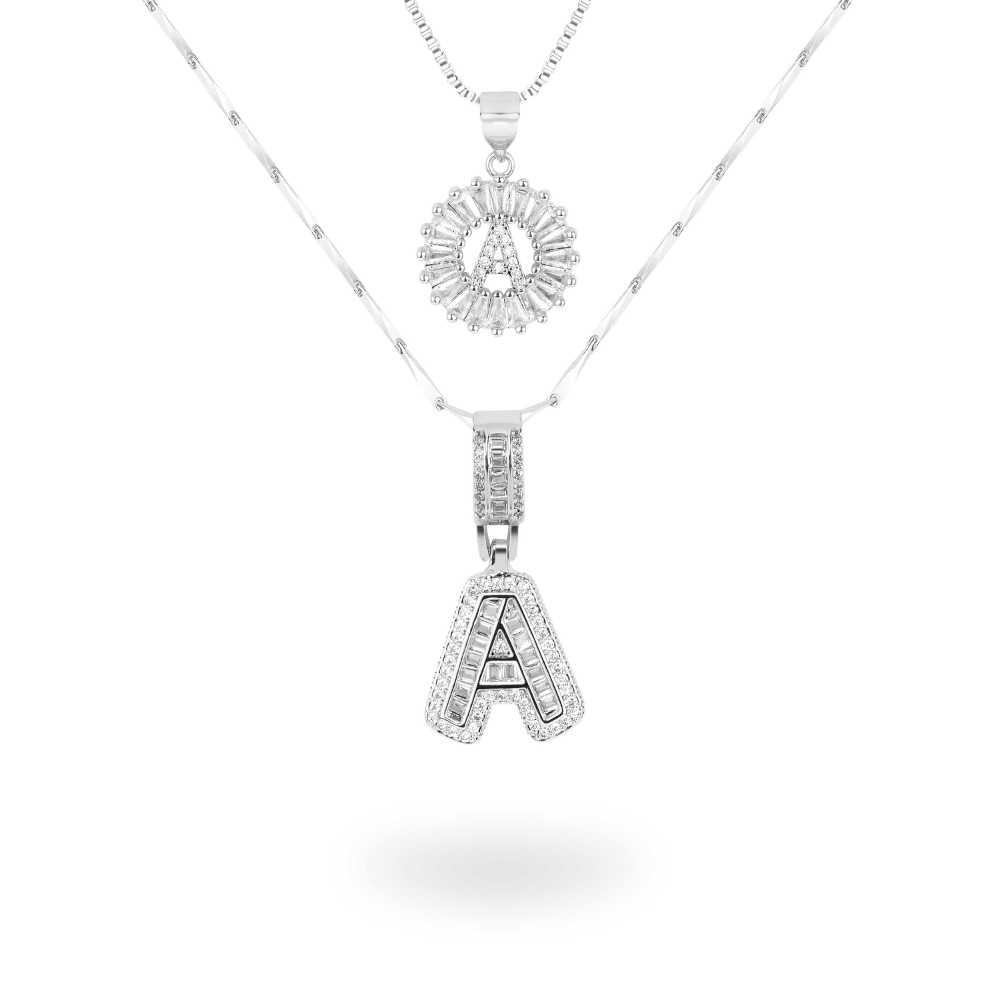 Diamond Initial Necklace Set