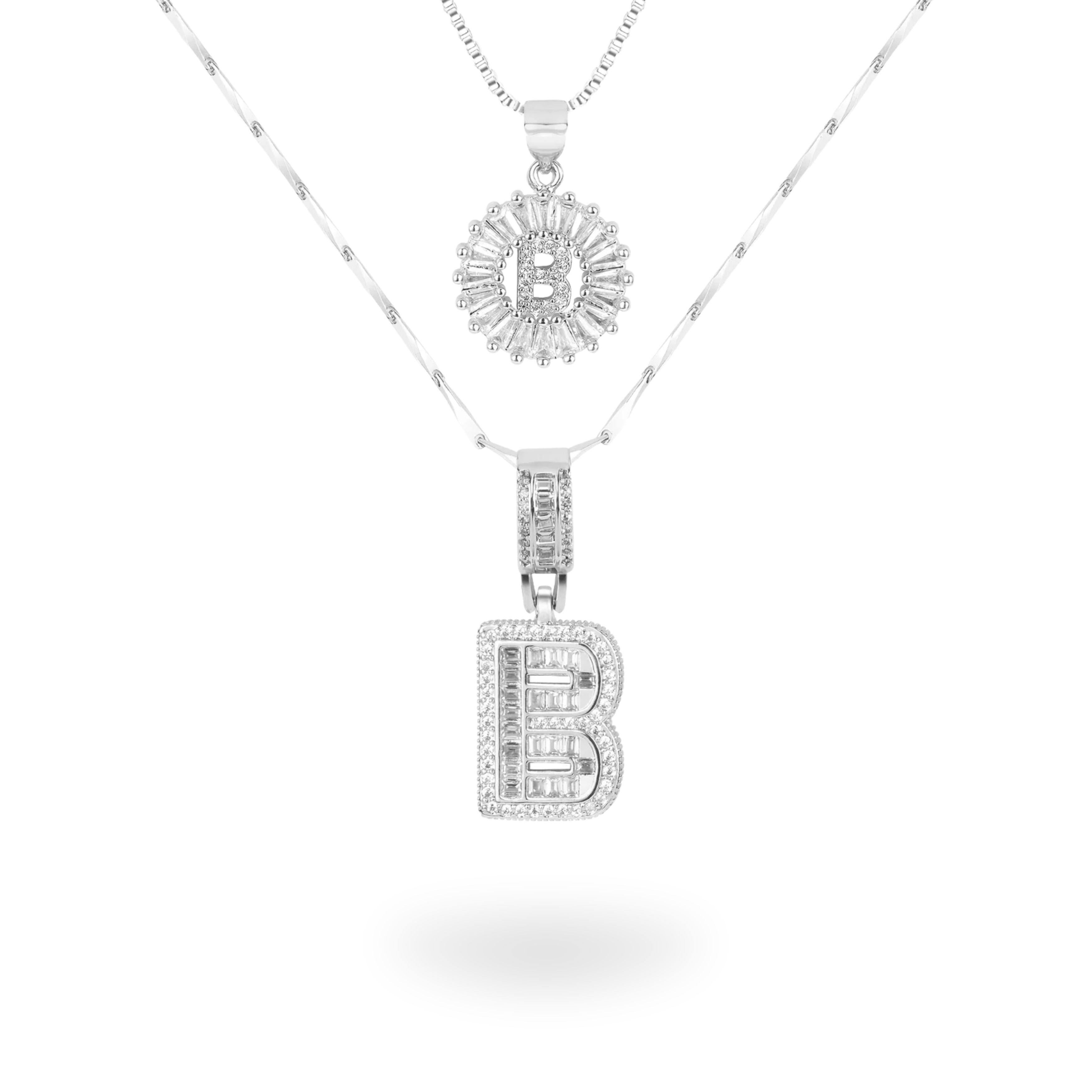 Diamond Initial Necklace Set