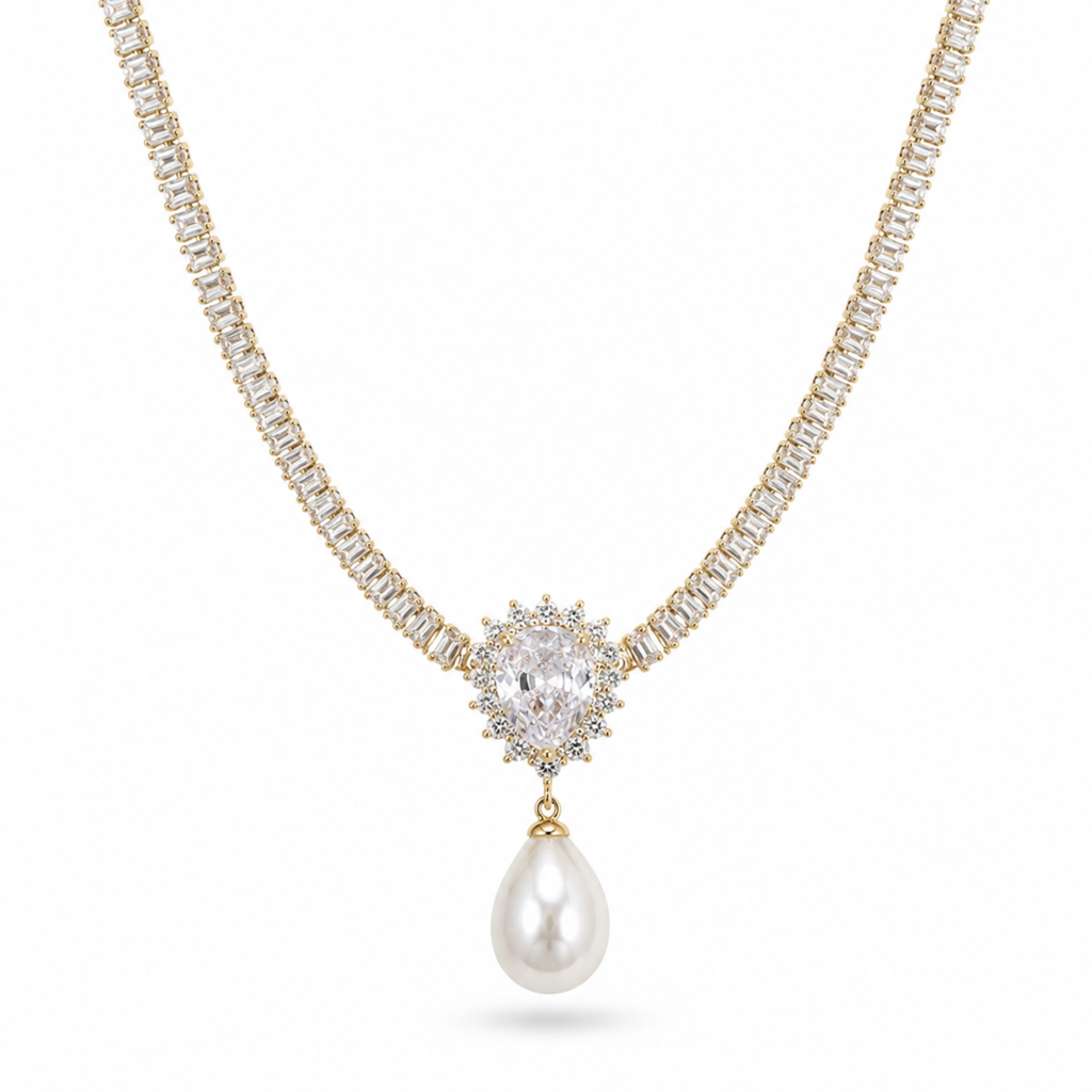 Pearl Drop Crystal Choker
