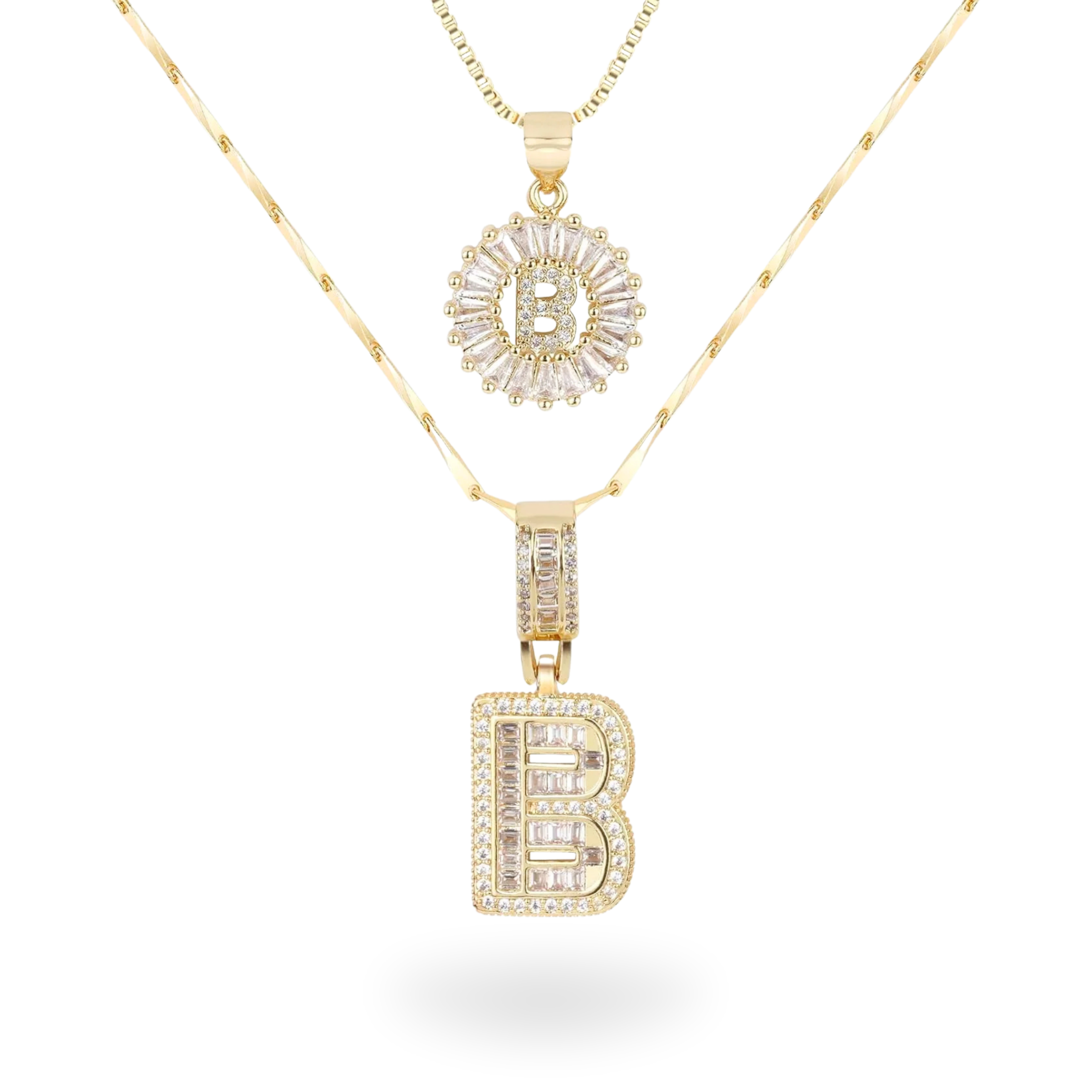 Diamond Initial Necklace Set