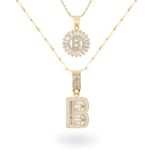 Diamond Initial Necklace Set