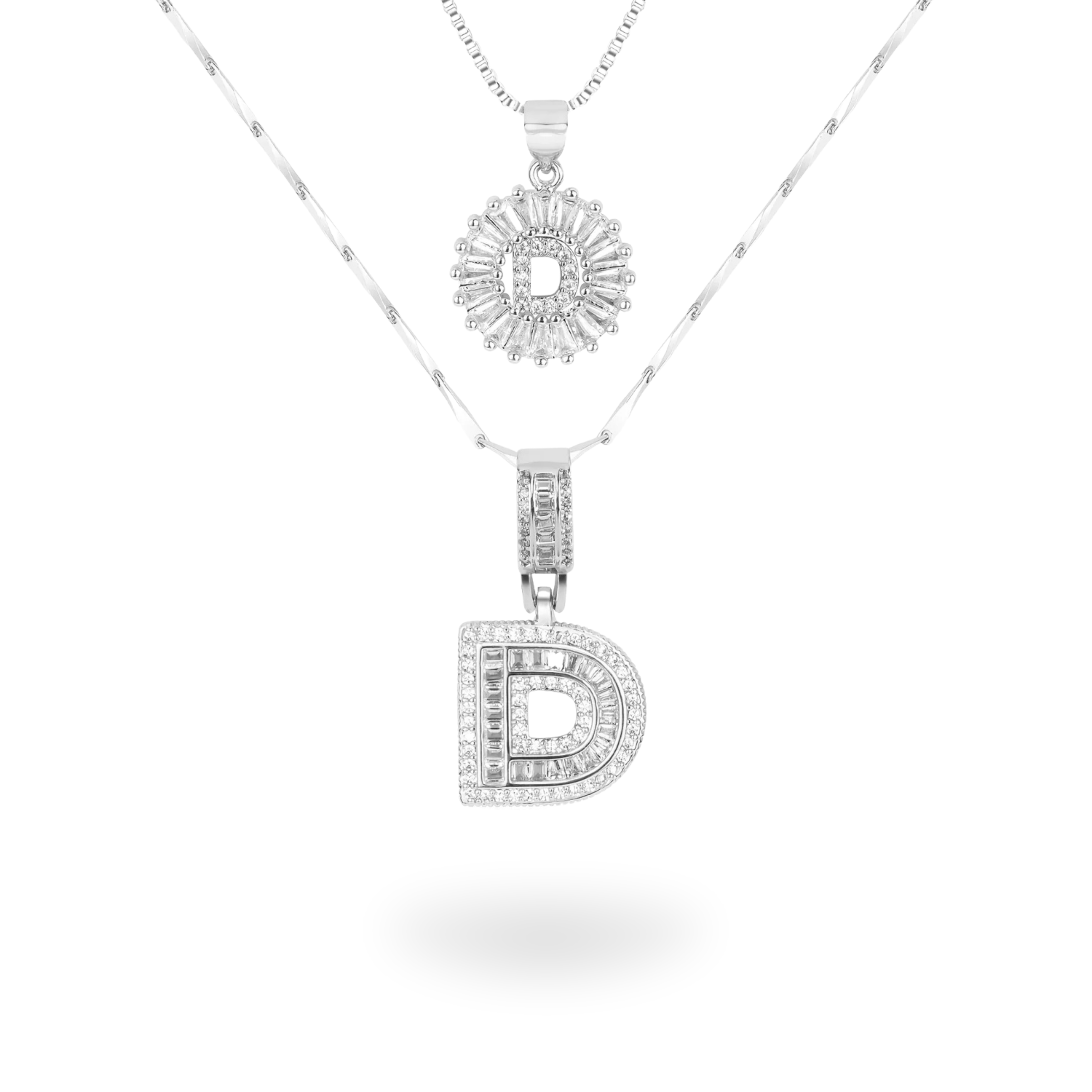 Diamond Initial Necklace Set