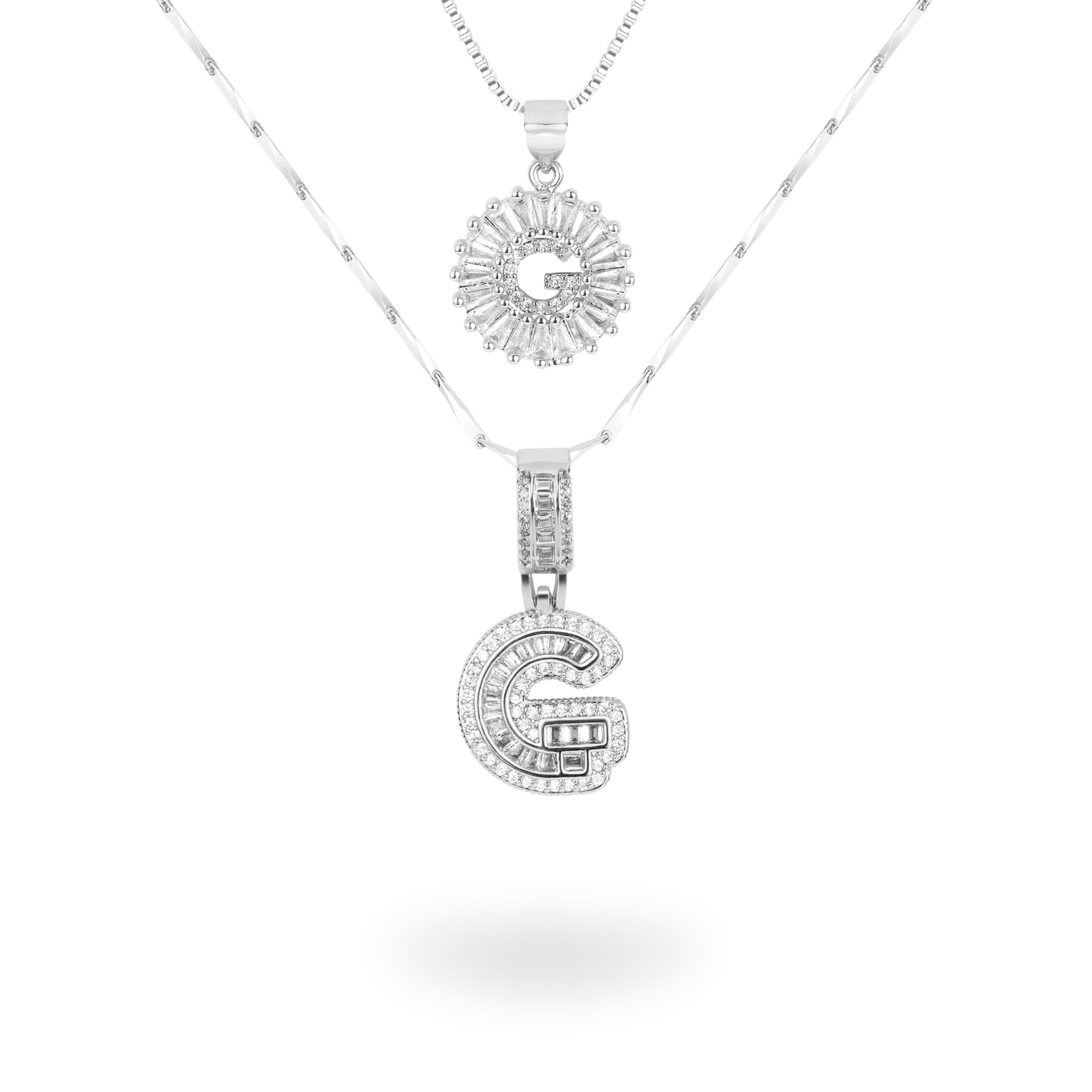 Diamond Initial Necklace Set