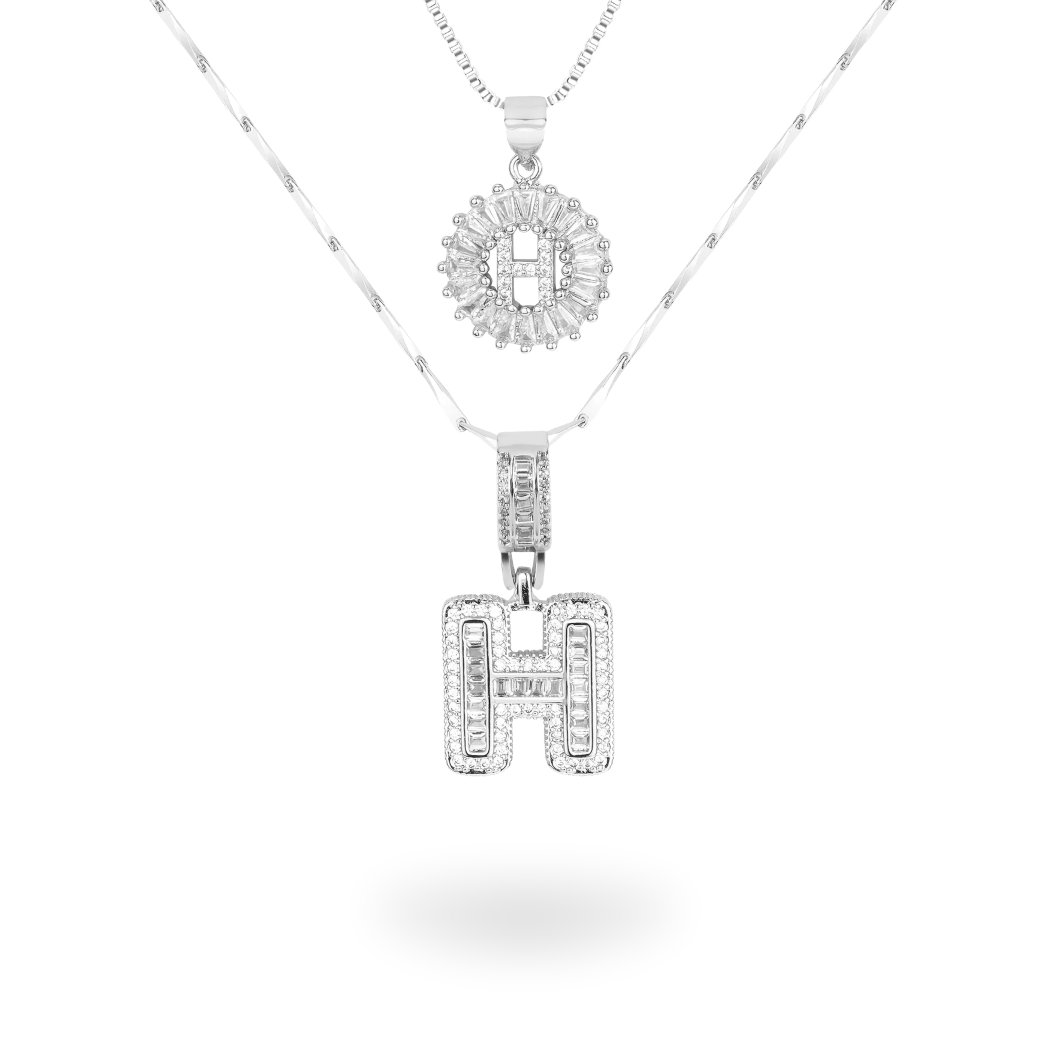 Diamond Initial Necklace Set