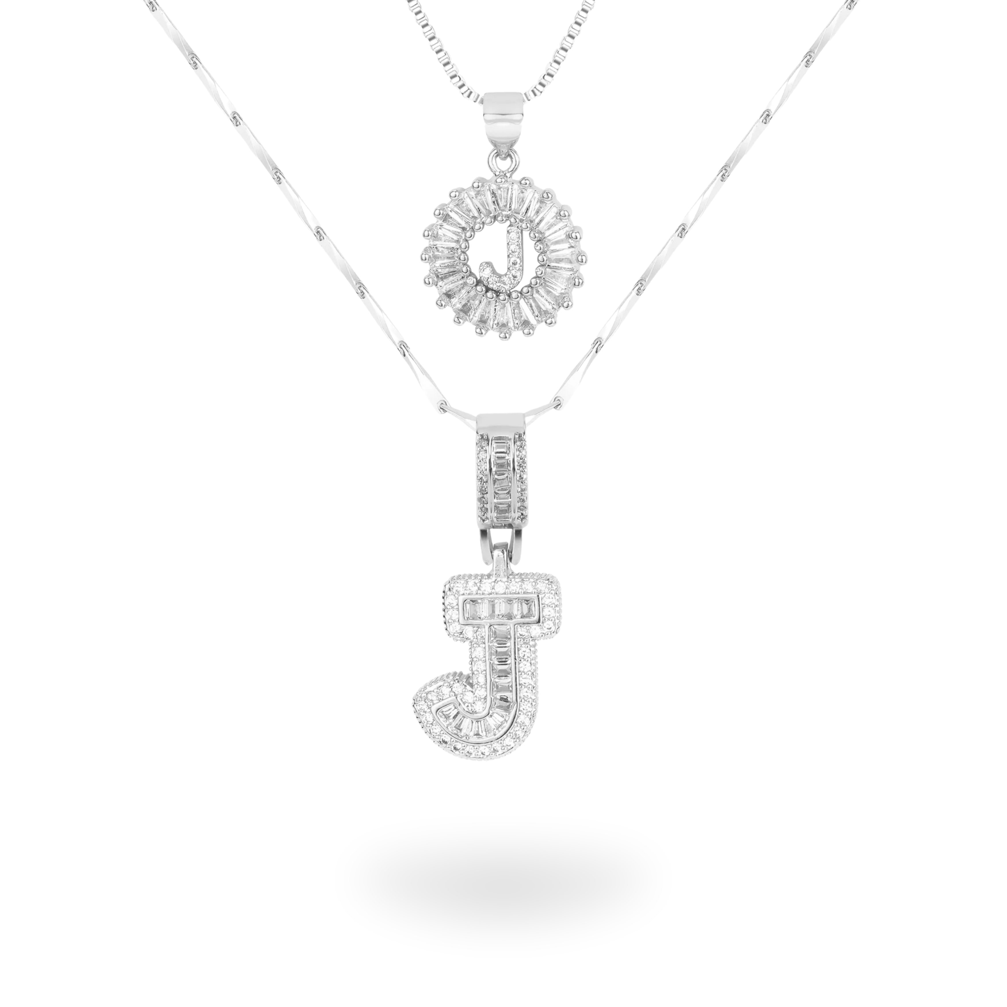 Diamond Initial Necklace Set
