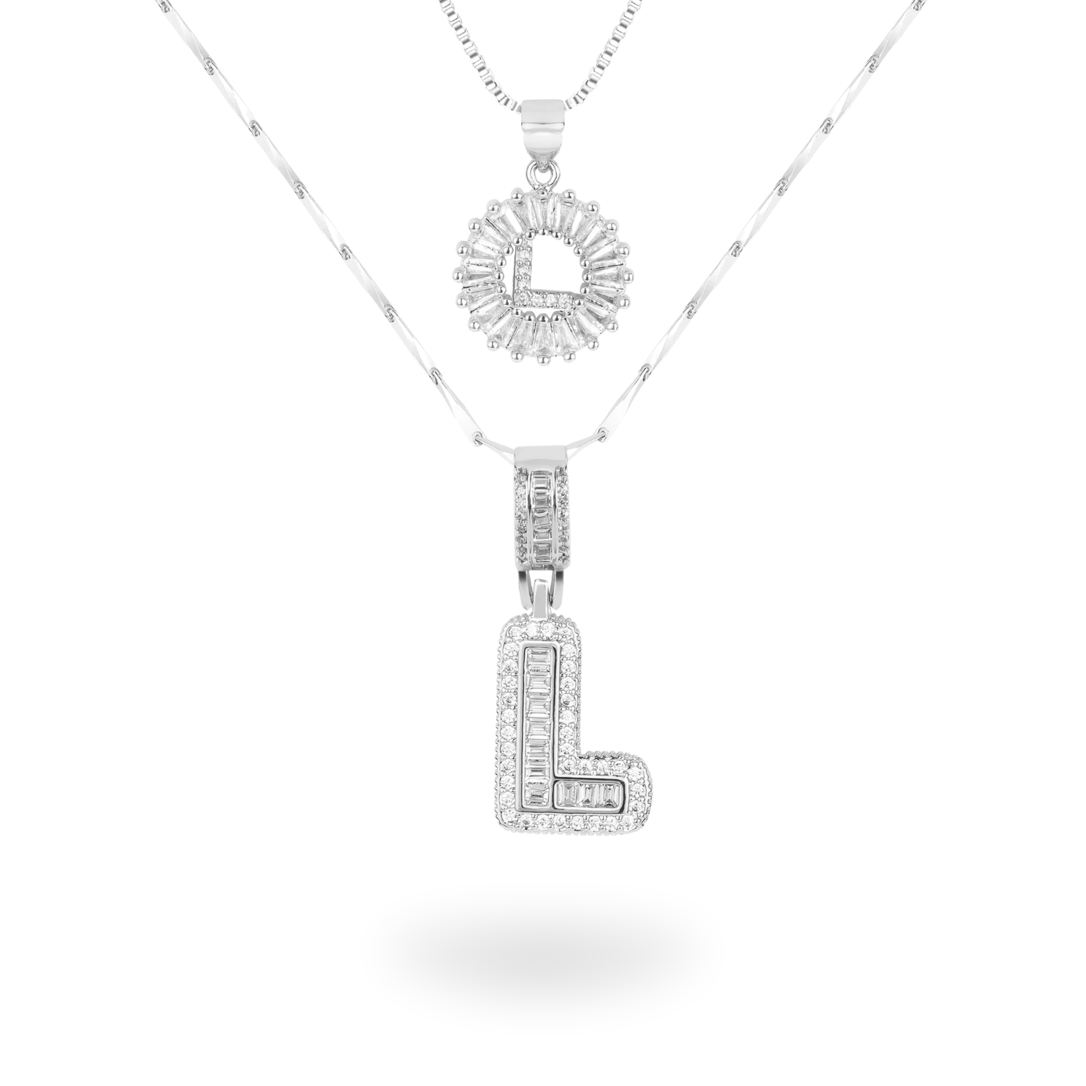 Diamond Initial Necklace Set