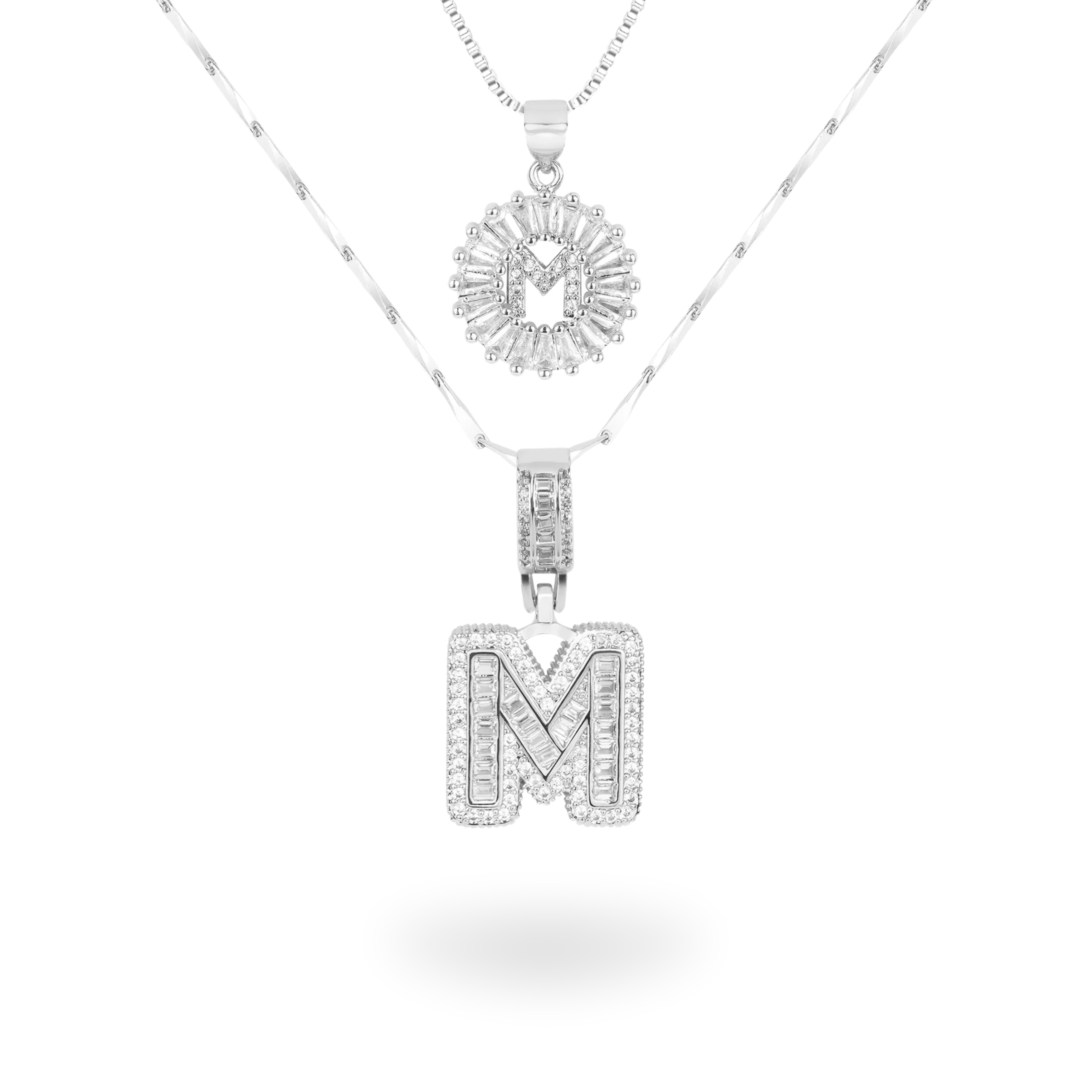 Diamond Initial Necklace Set