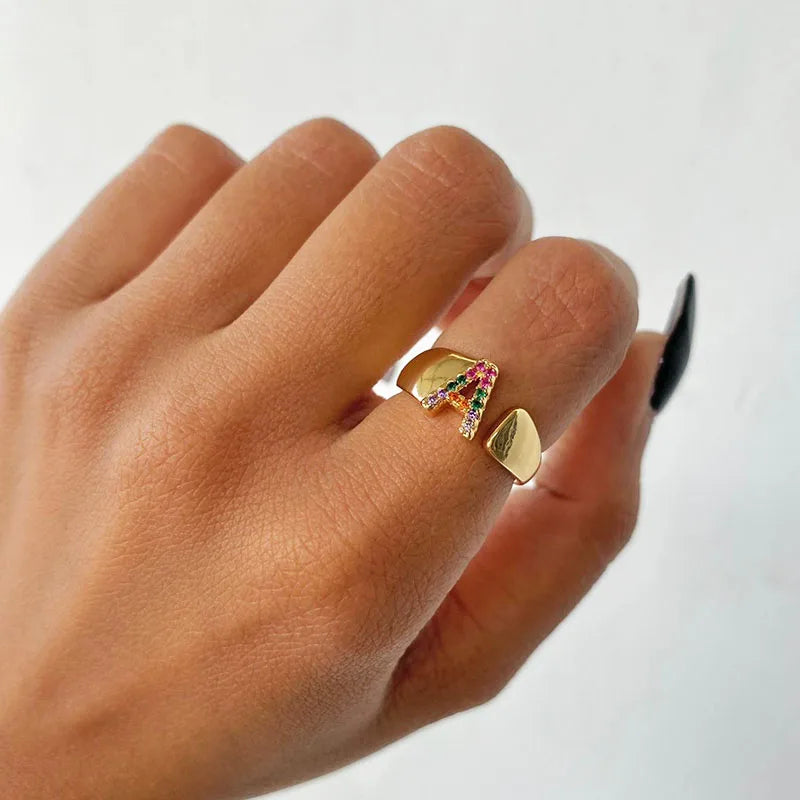Prism Stone Initial Ring