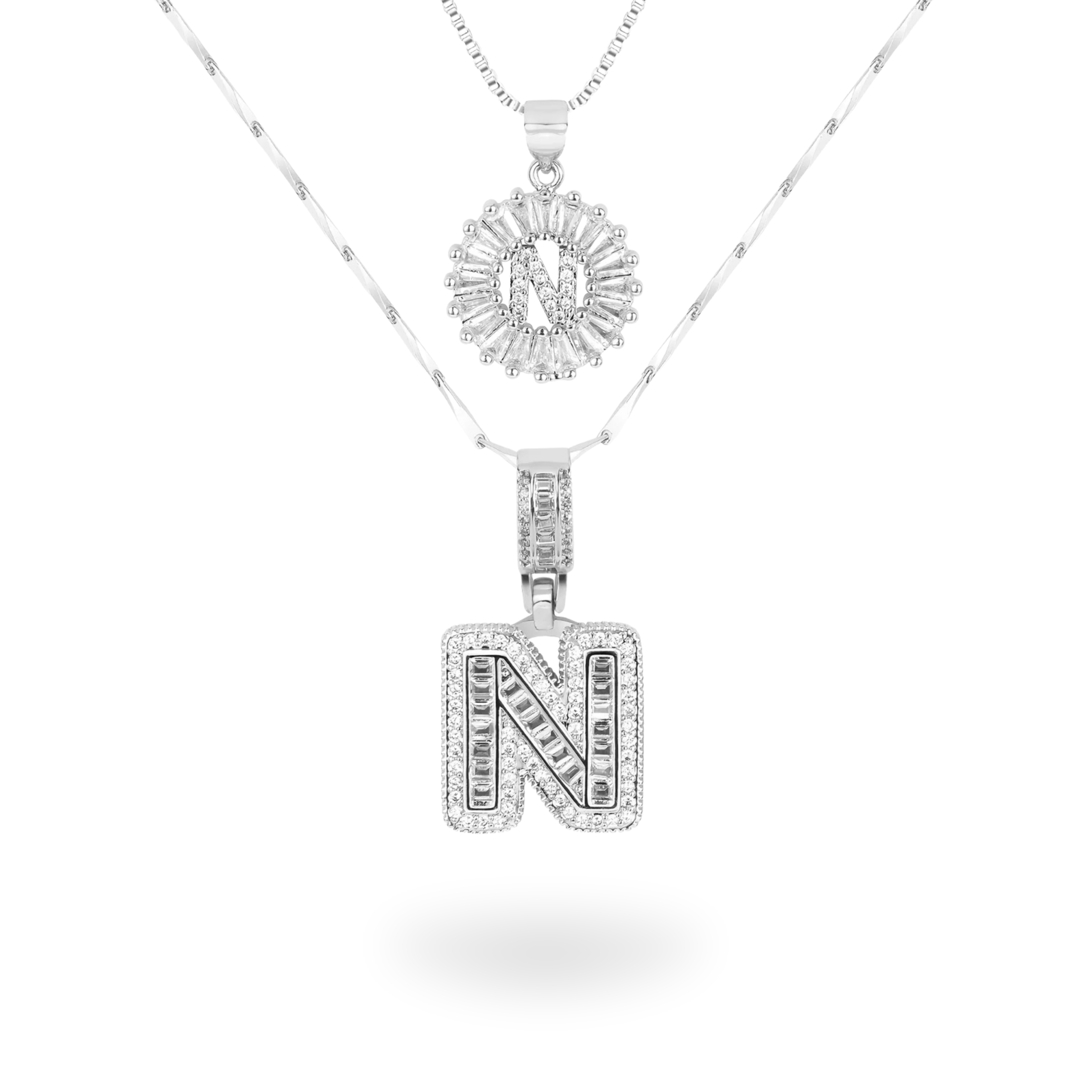 Diamond Initial Necklace Set