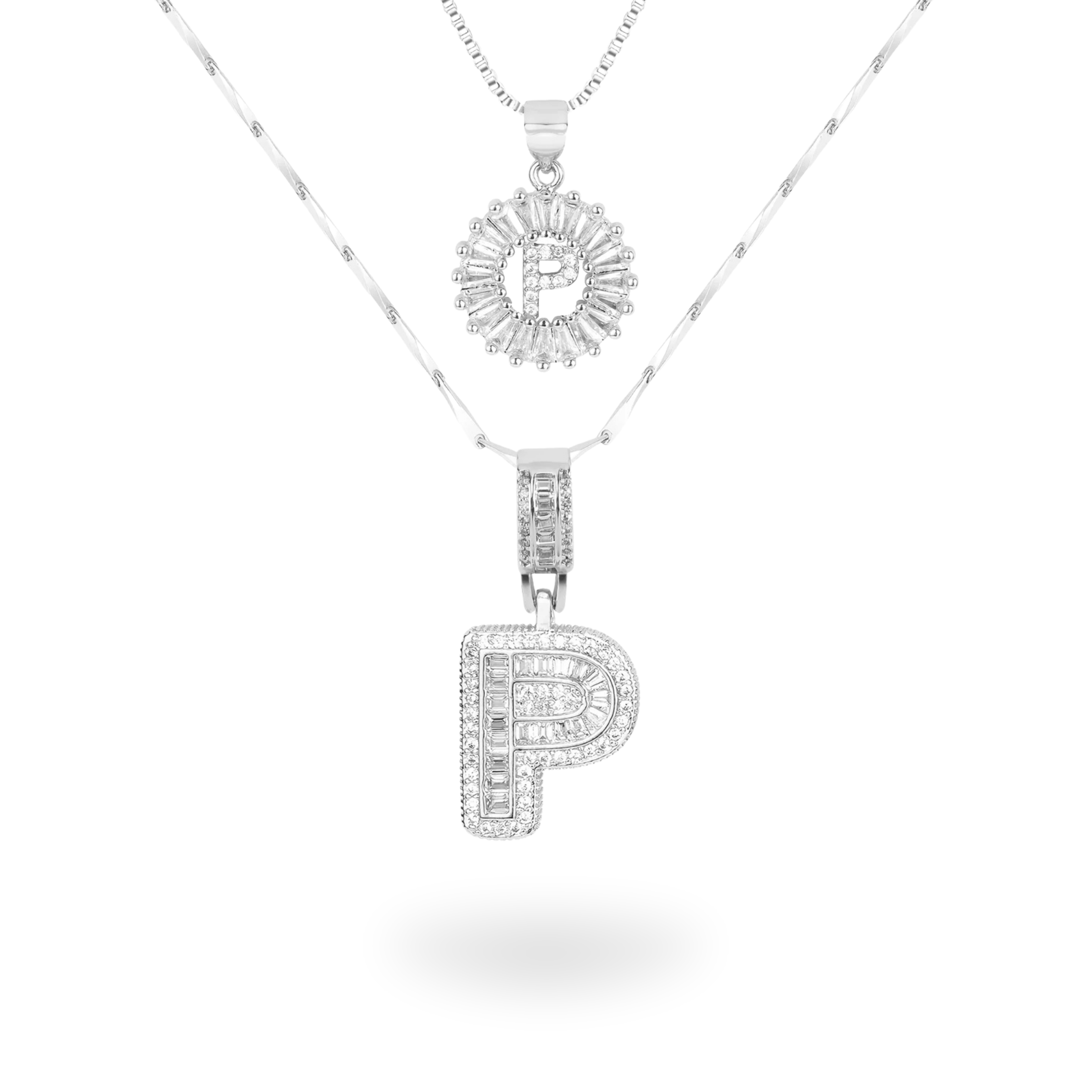 Diamond Initial Necklace Set