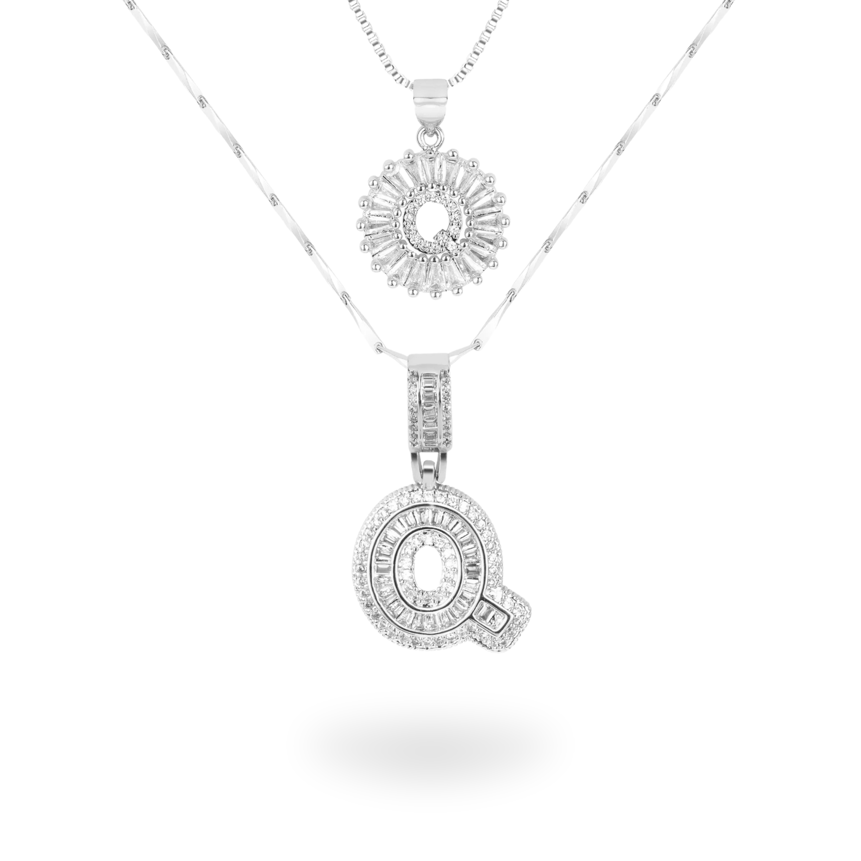 Diamond Initial Necklace Set