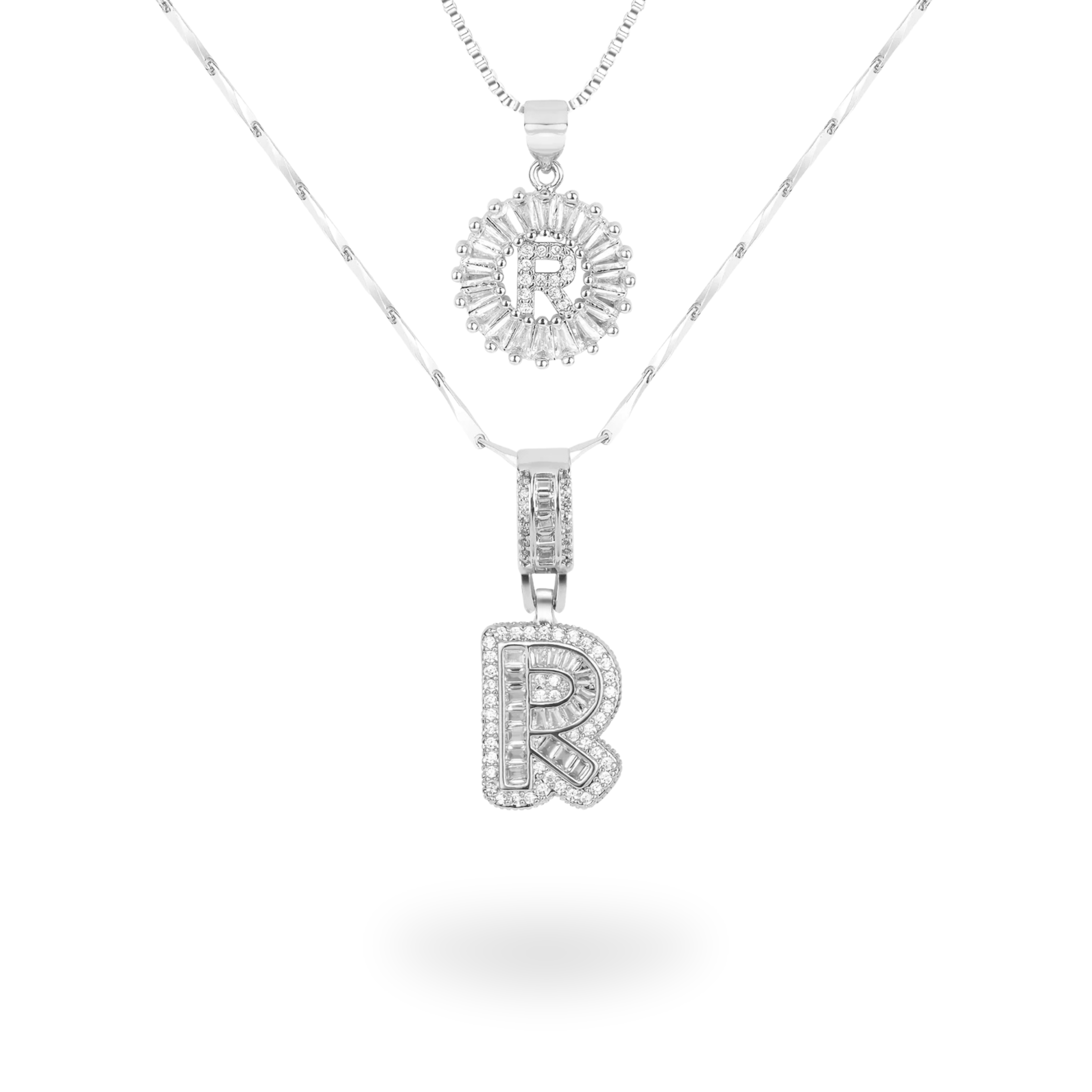 Diamond Initial Necklace Set