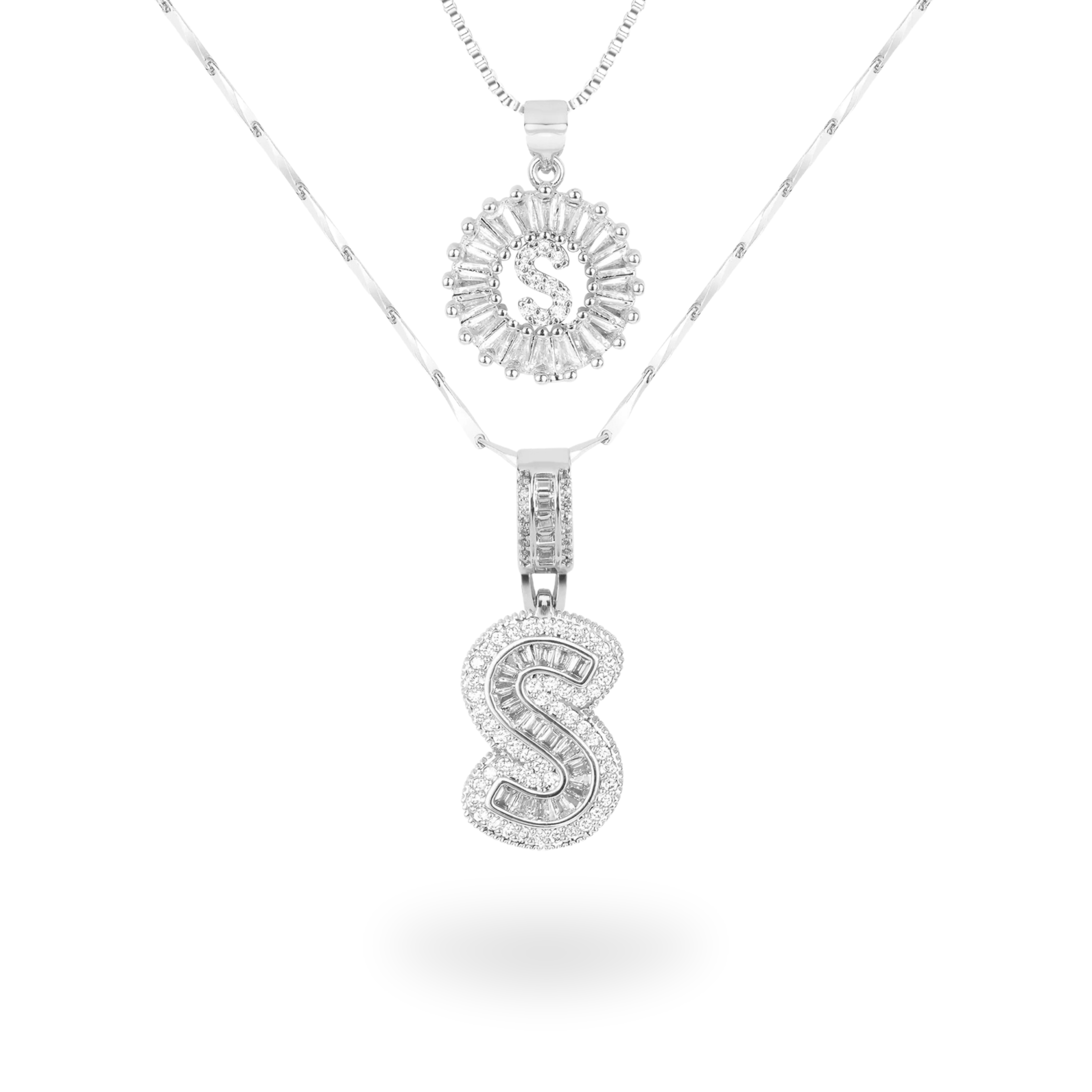 Diamond Initial Necklace Set