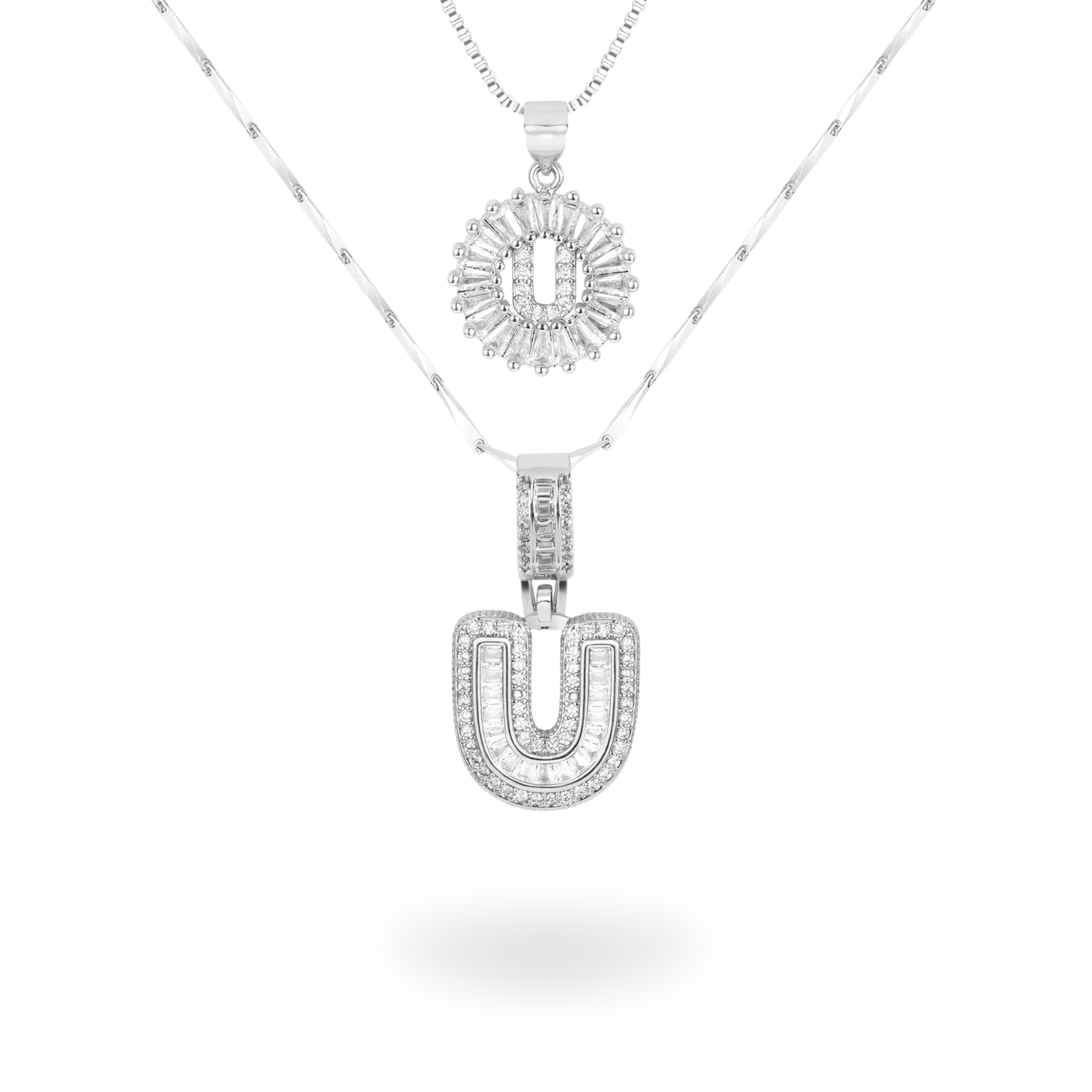 Diamond Initial Necklace Set