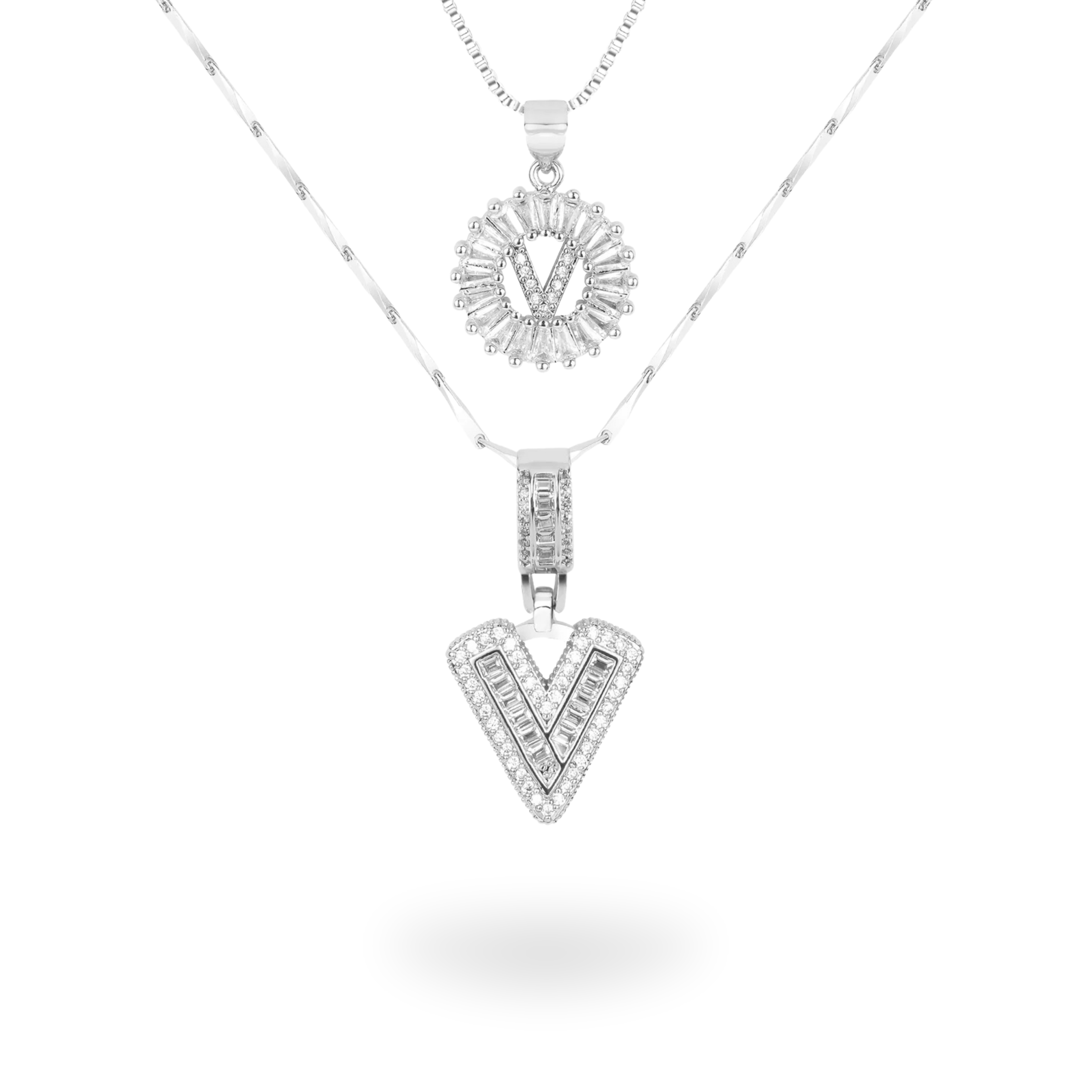 Diamond Initial Necklace Set
