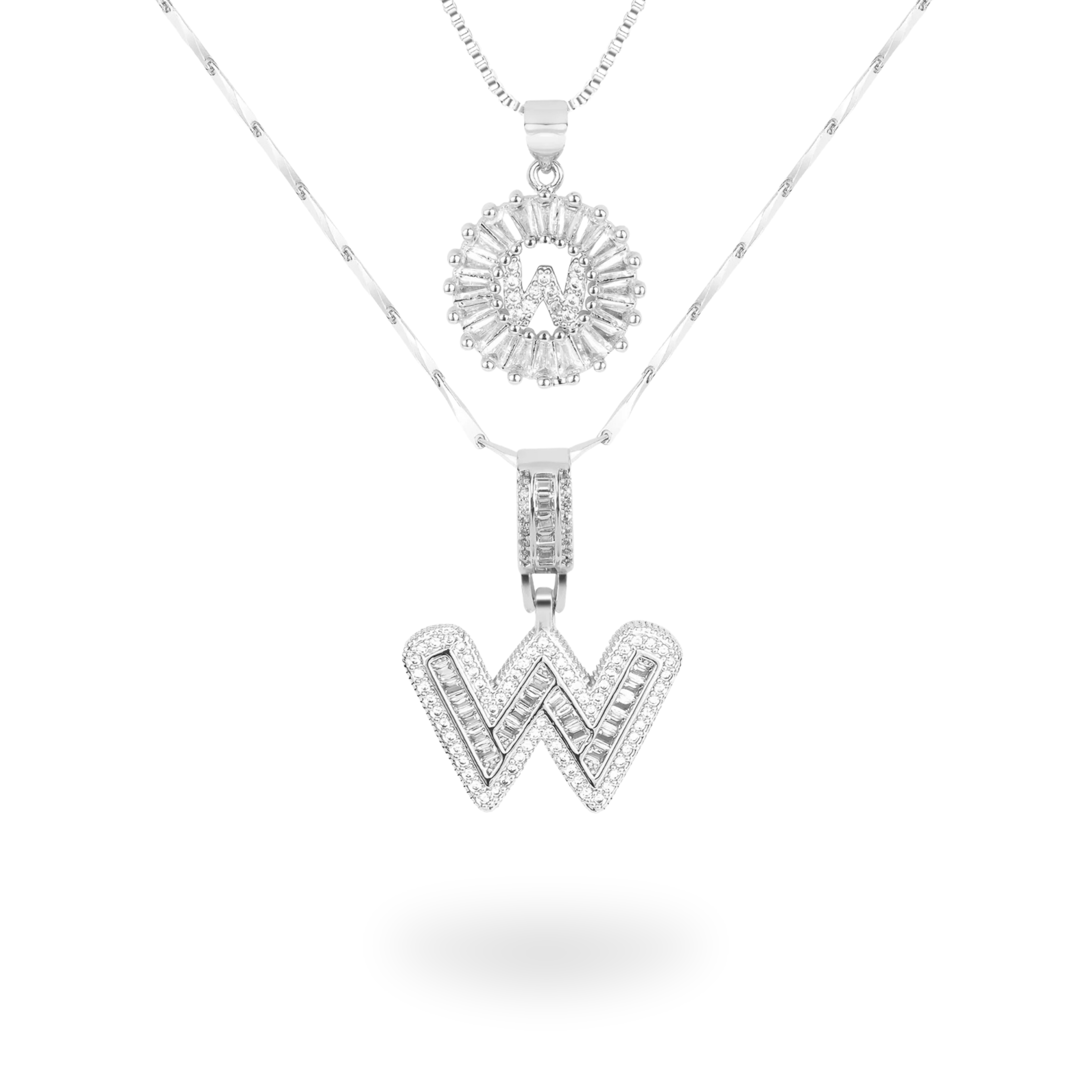 Diamond Initial Necklace Set