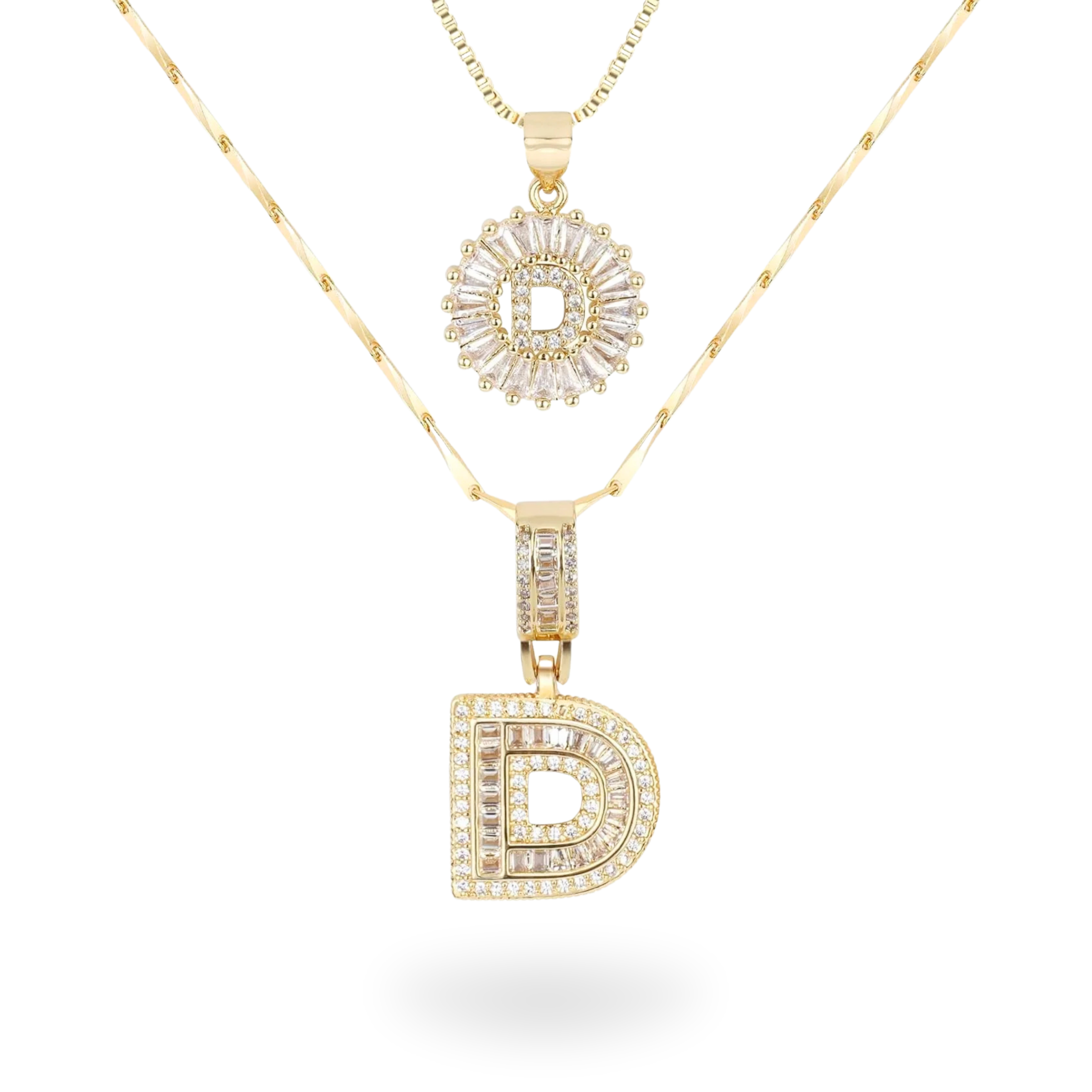 Diamond Initial Necklace Set