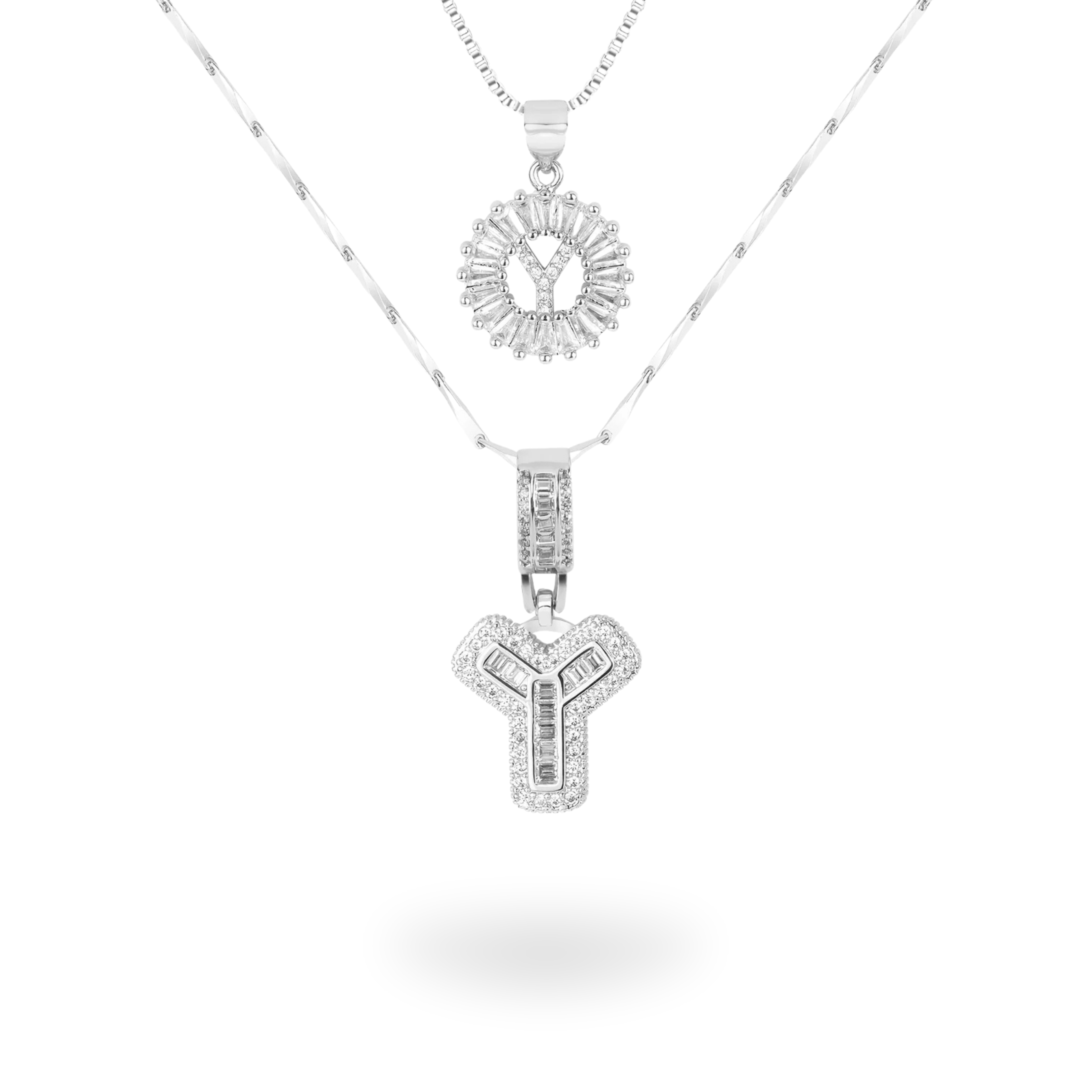 Diamond Initial Necklace Set
