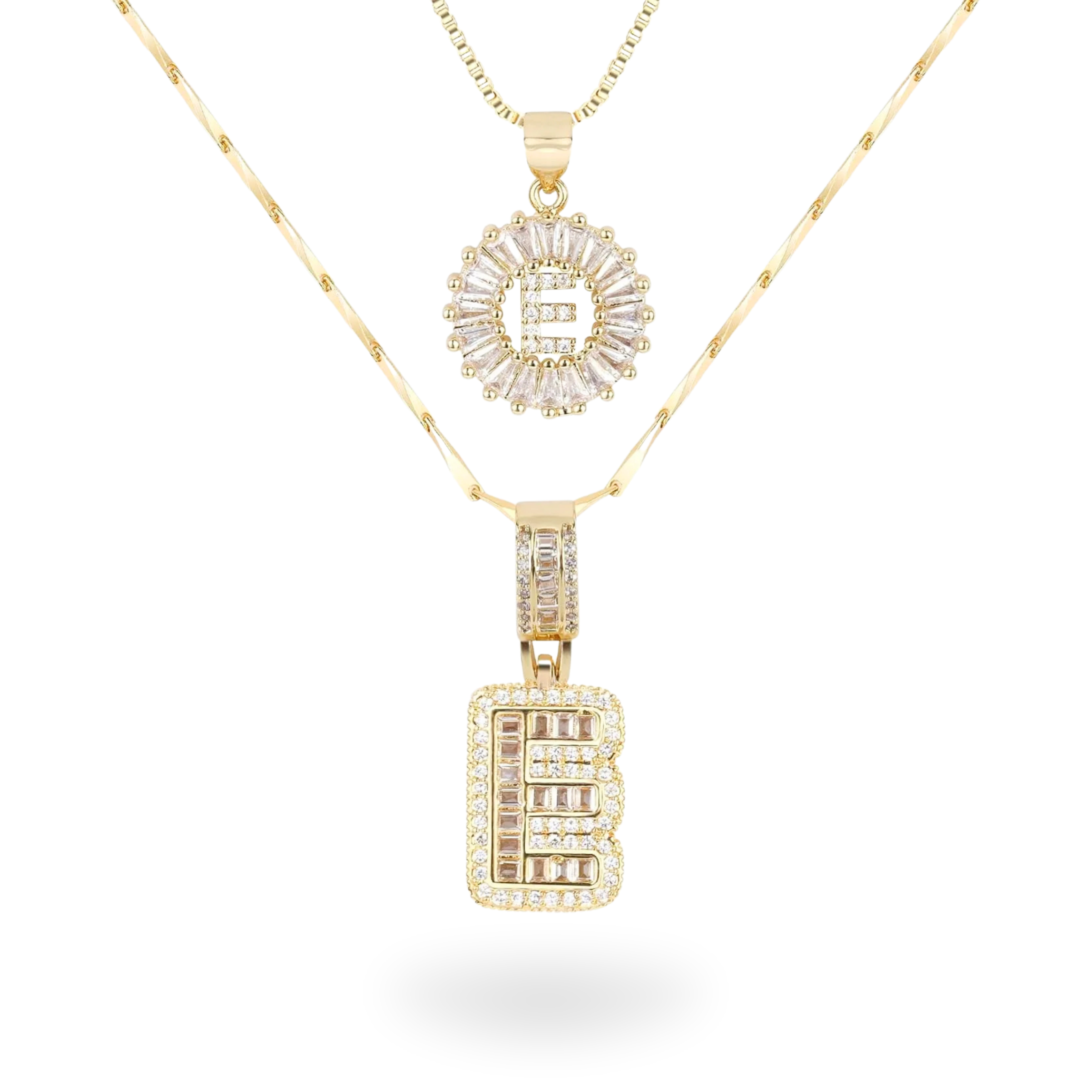 Diamond Initial Necklace Set