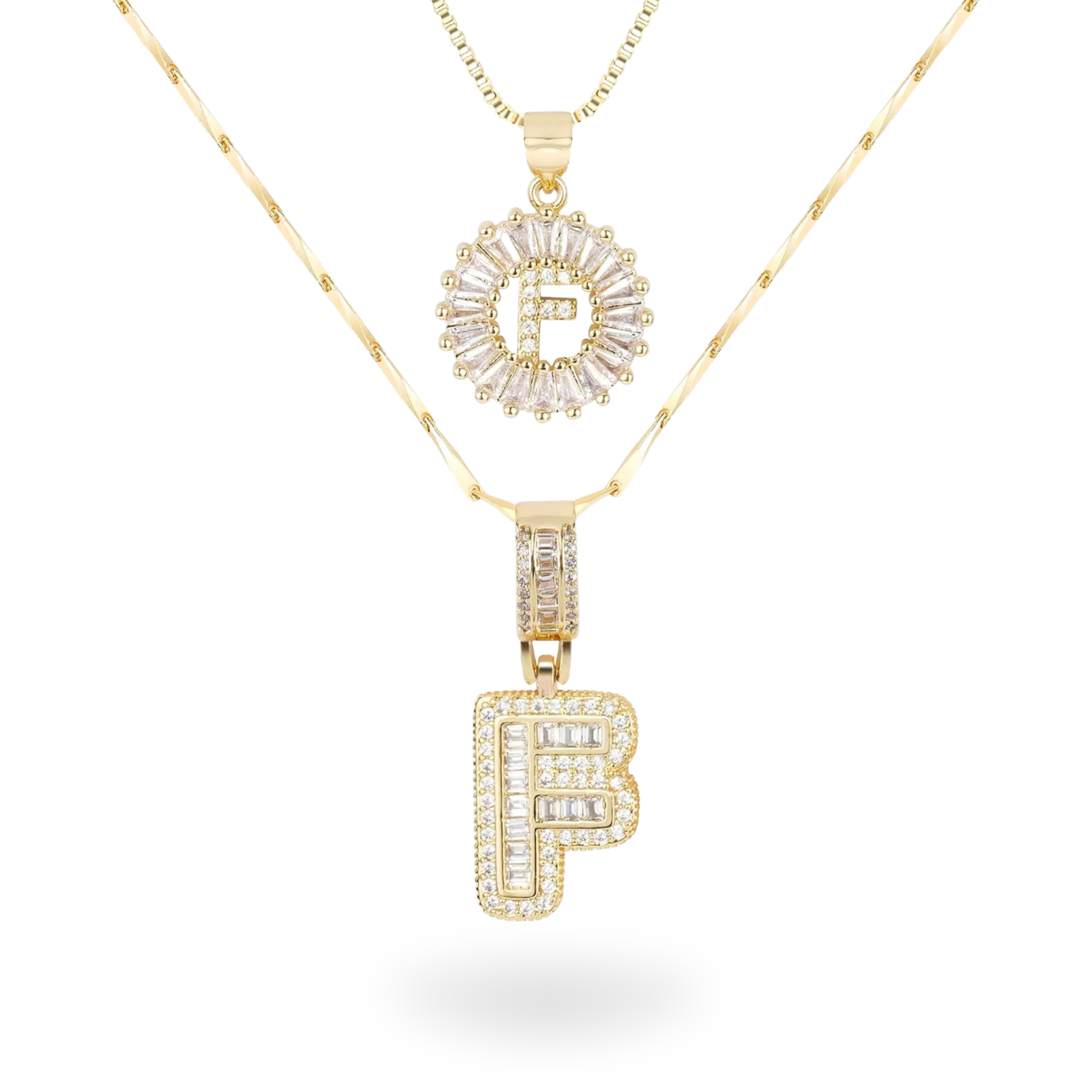 Diamond Initial Necklace Set