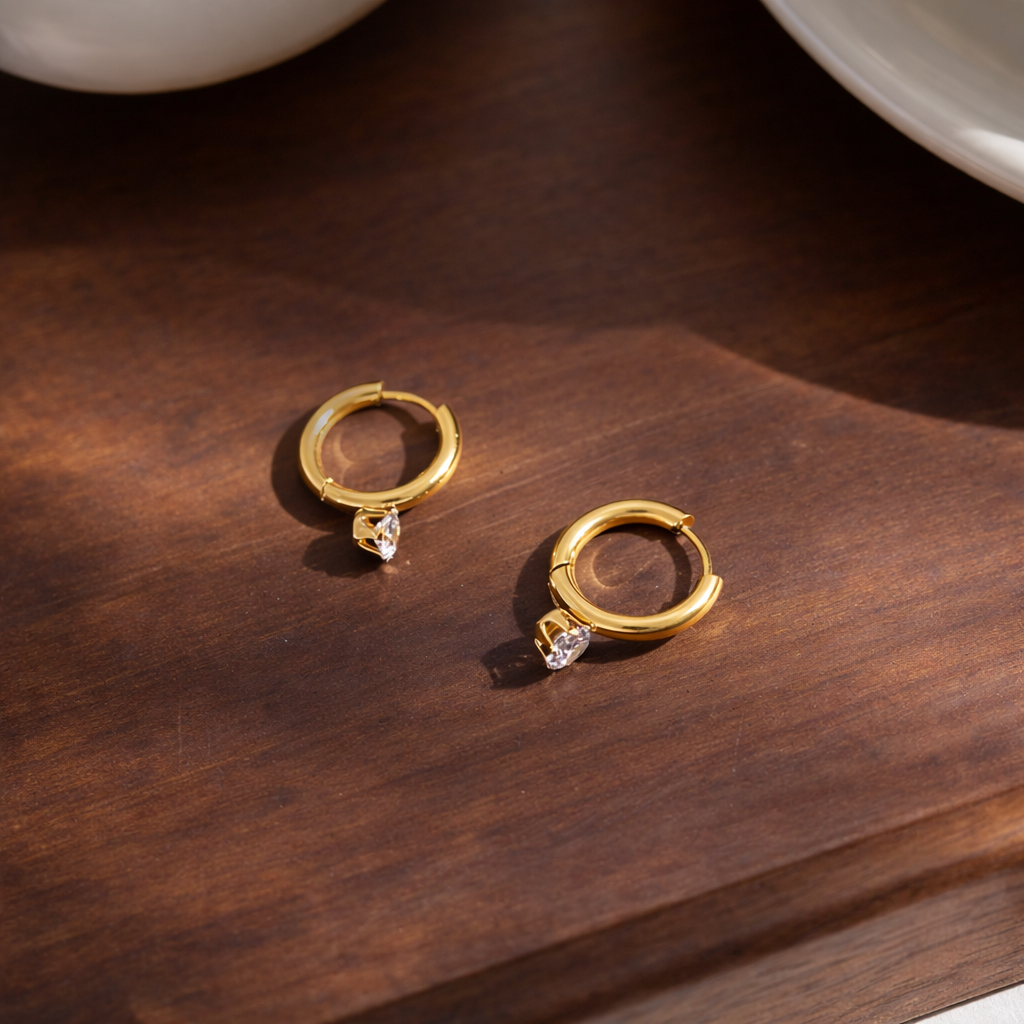 Nova Drop Hoop Earrings